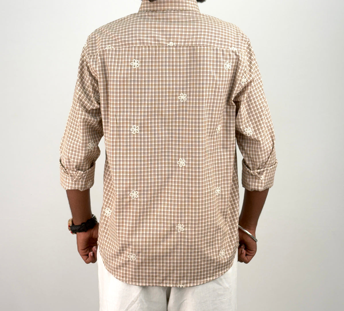 Light Brown IMP Embroidery Checks Shirt 2