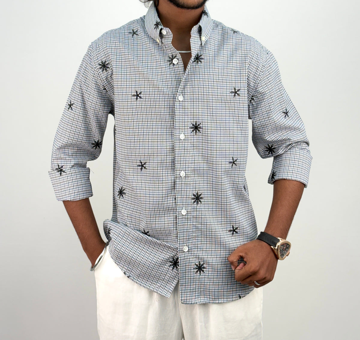 Light Grey IMP Embroidery Checks Shirt 2