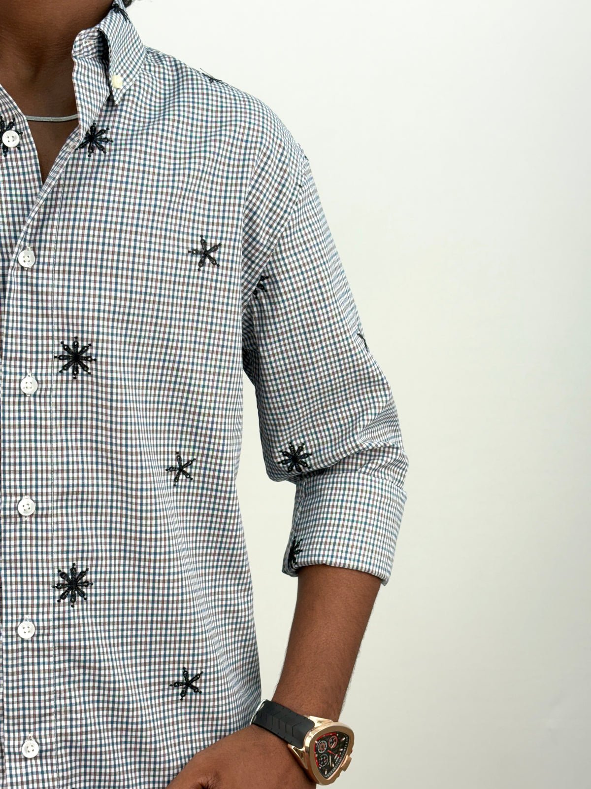 Light Grey IMP Embroidery Checks Shirt 2