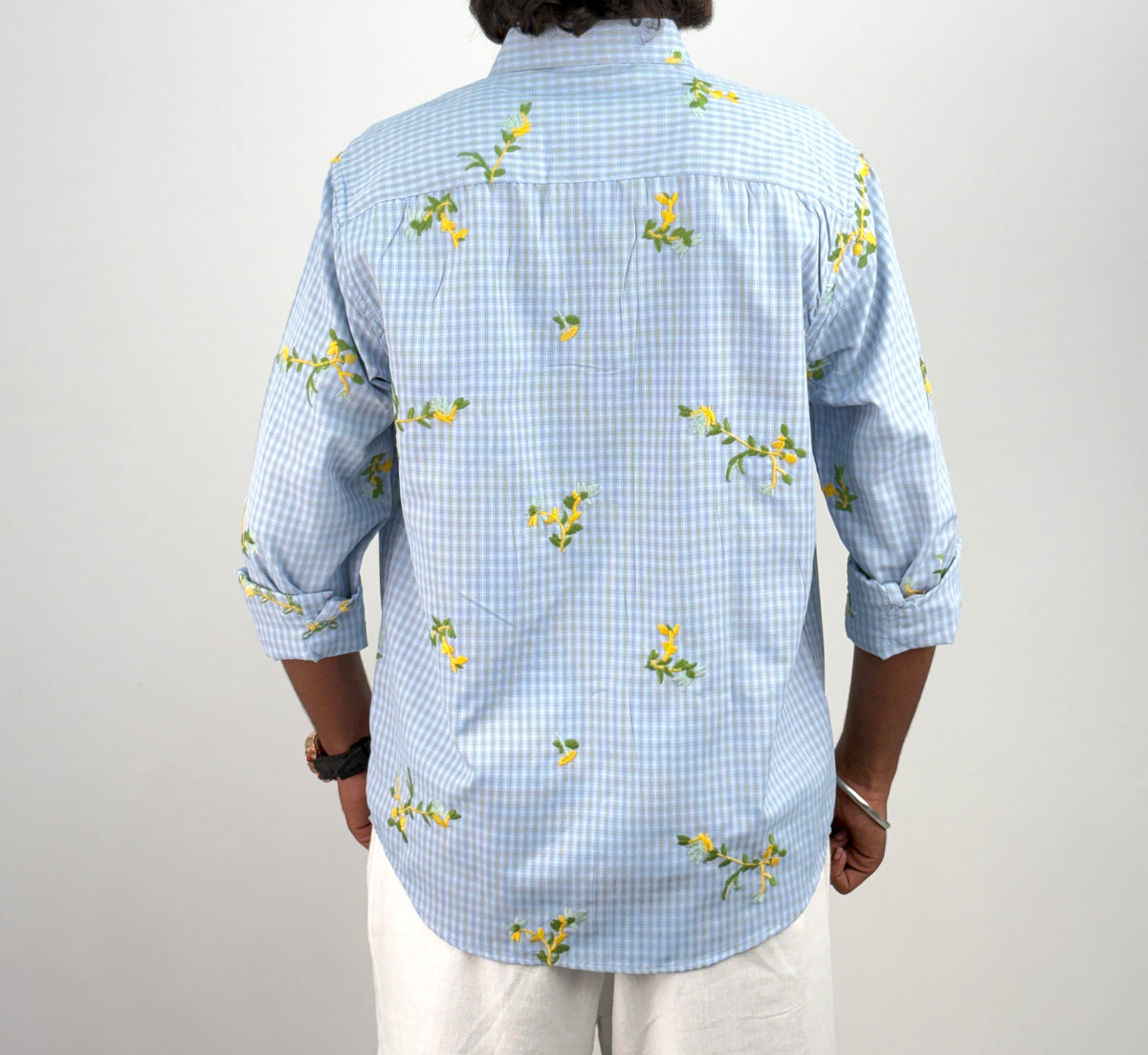 Ice Blue IMP Embroidery Checks Shirt 2