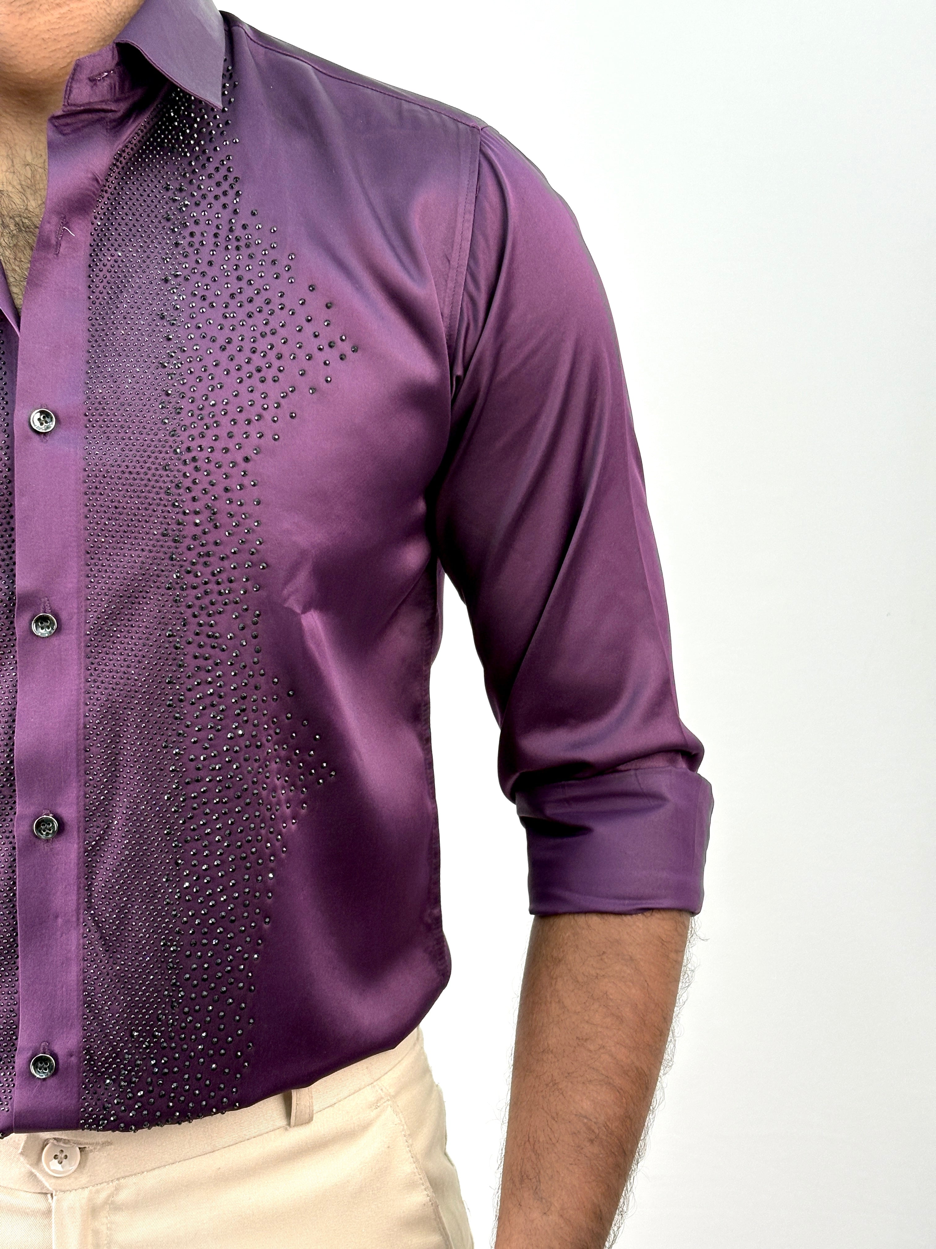 Violet Designer Stone Work Shirt 16
