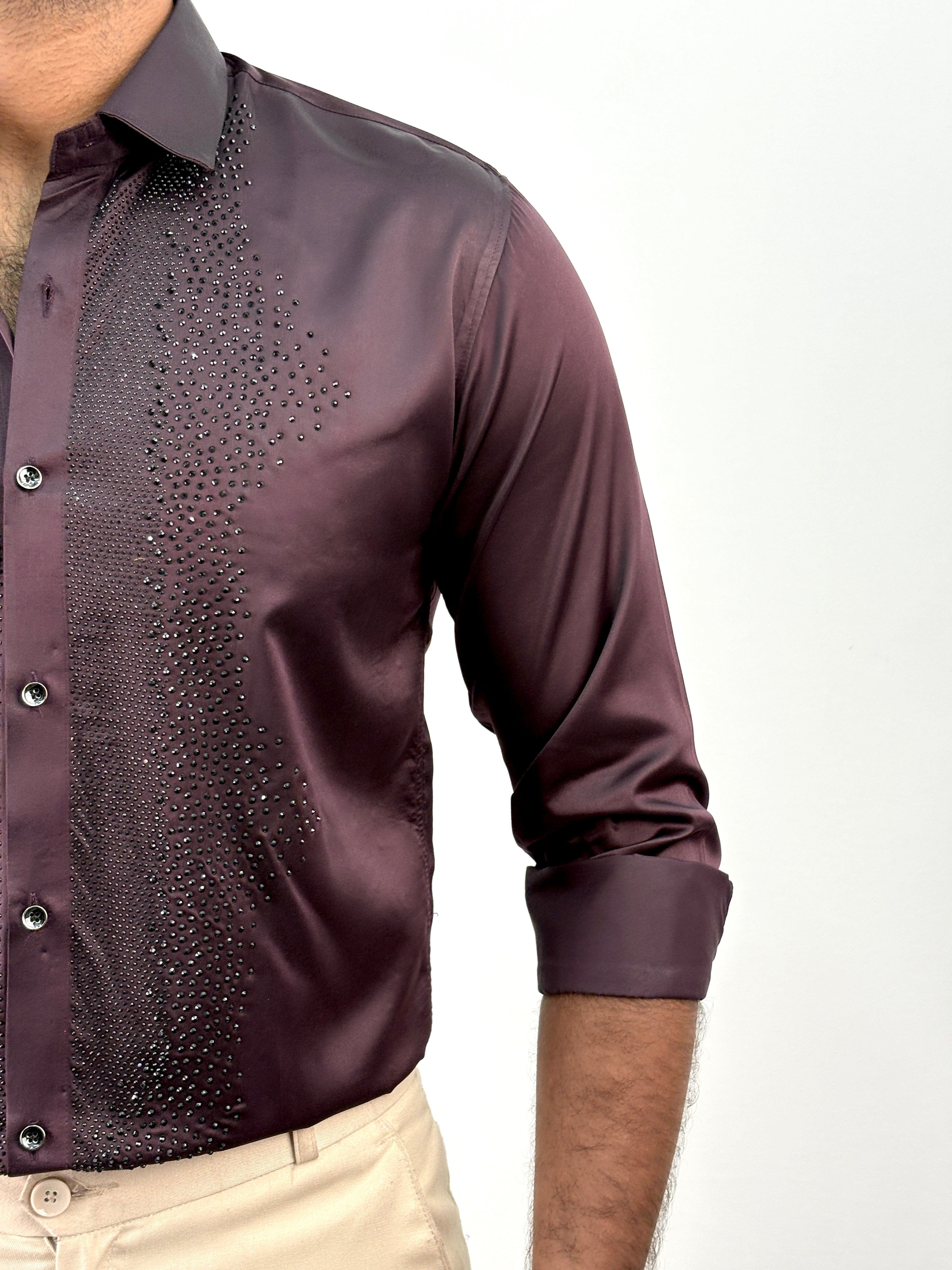 Wine Designer Stone Work Shirt 16