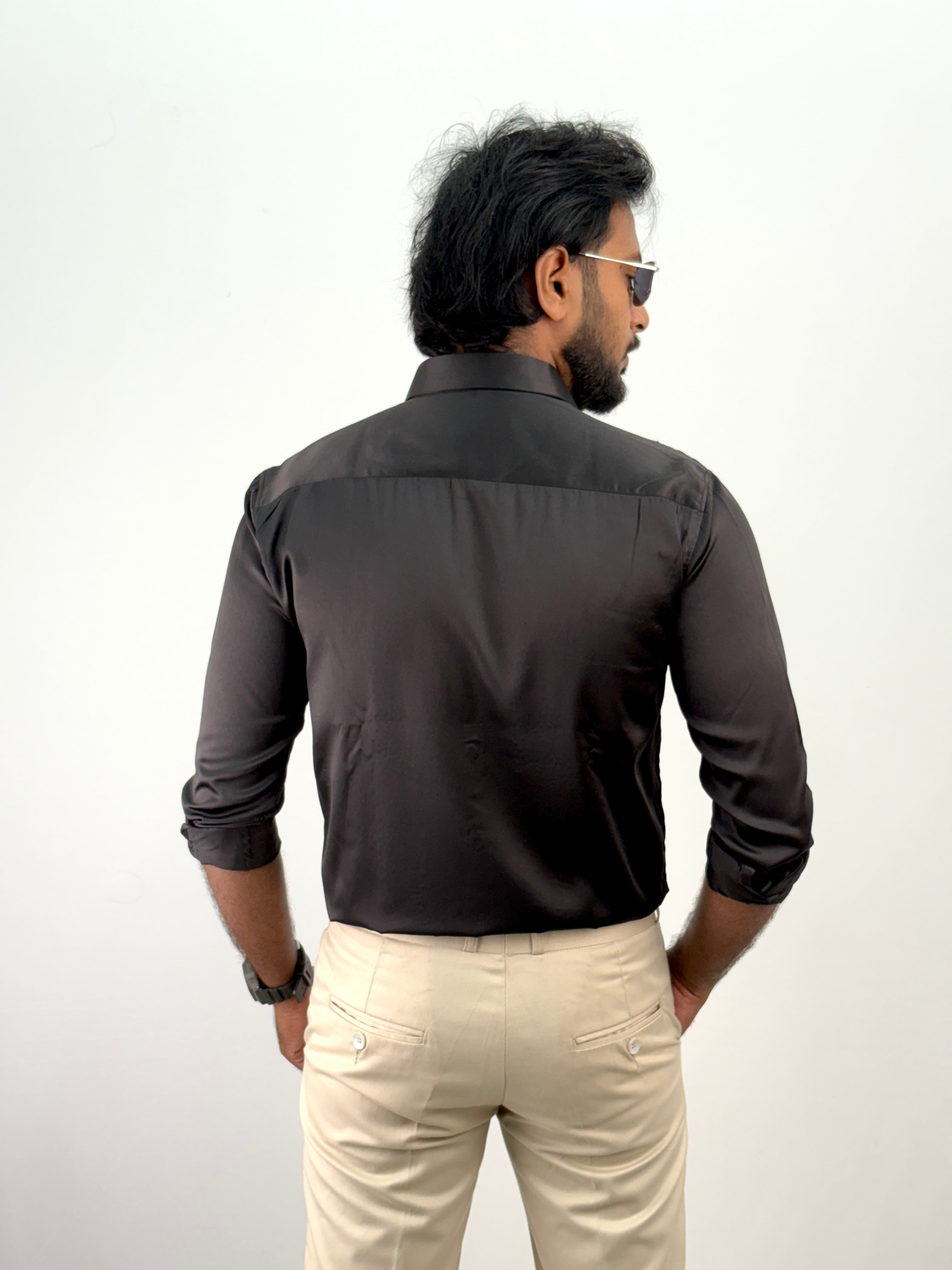 Black Designer Stone Work Shirt 16
