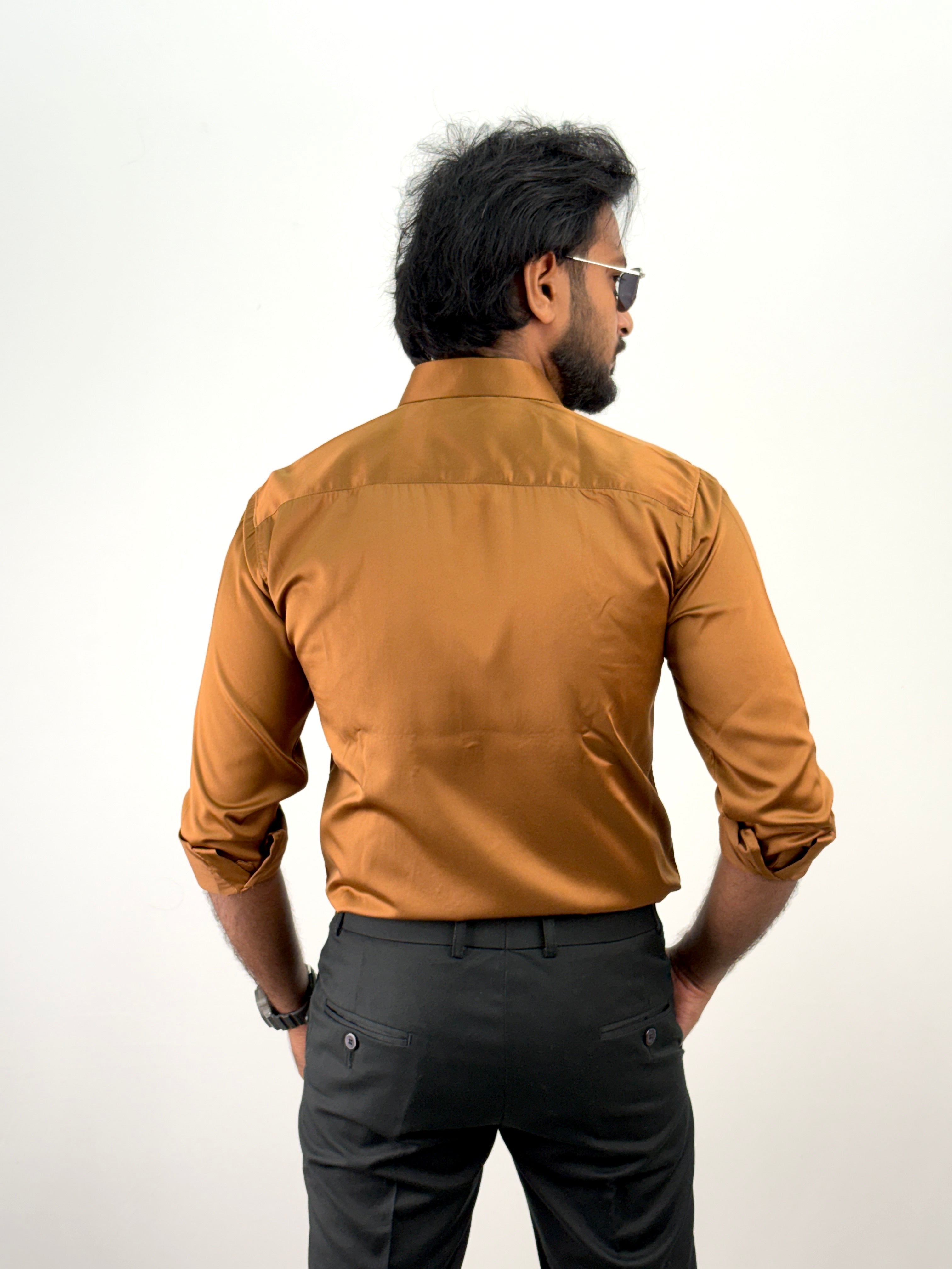 Brown Designer Stone Work Shirt 16