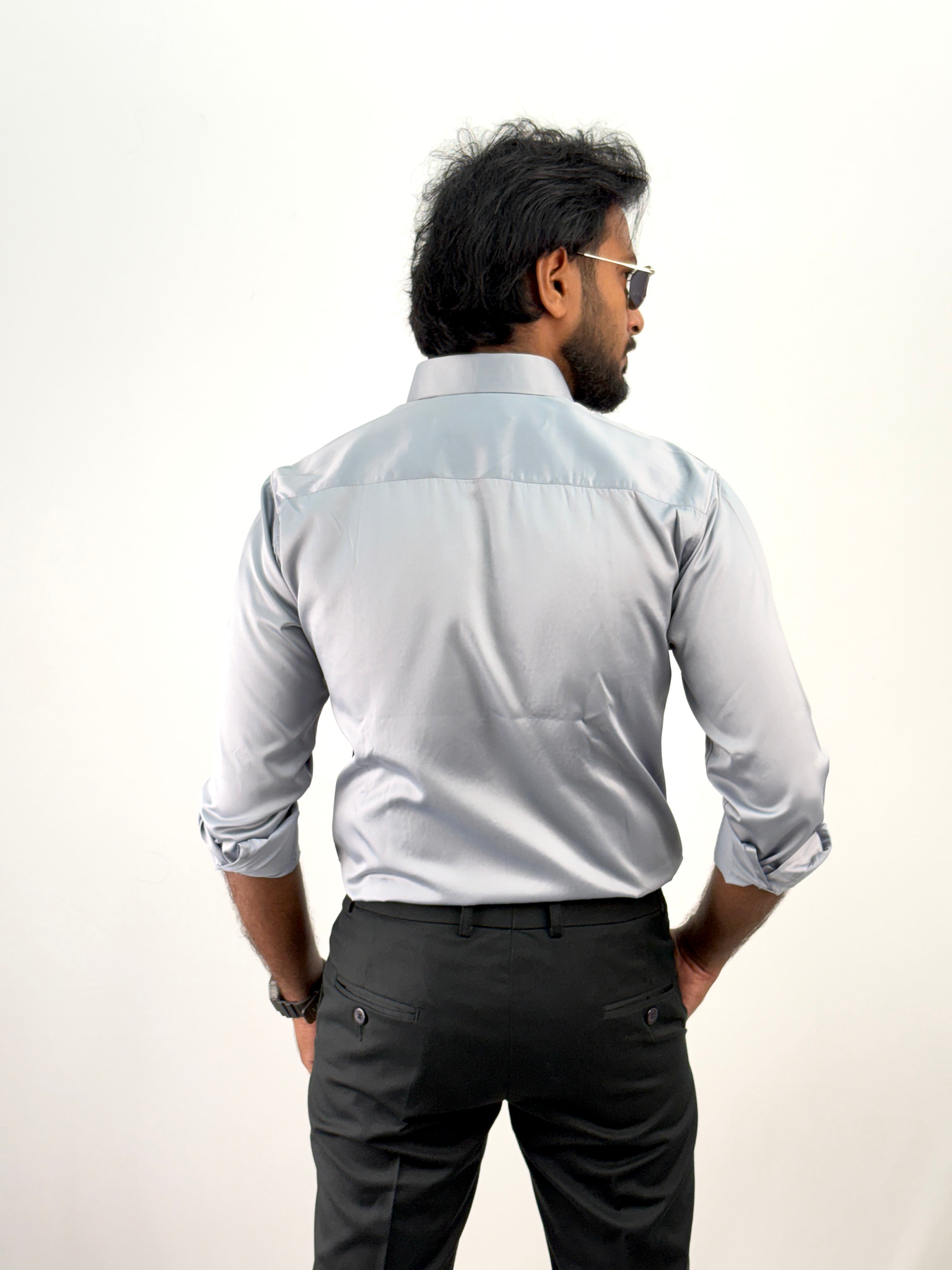 Grey Designer Stone Work Shirt 16