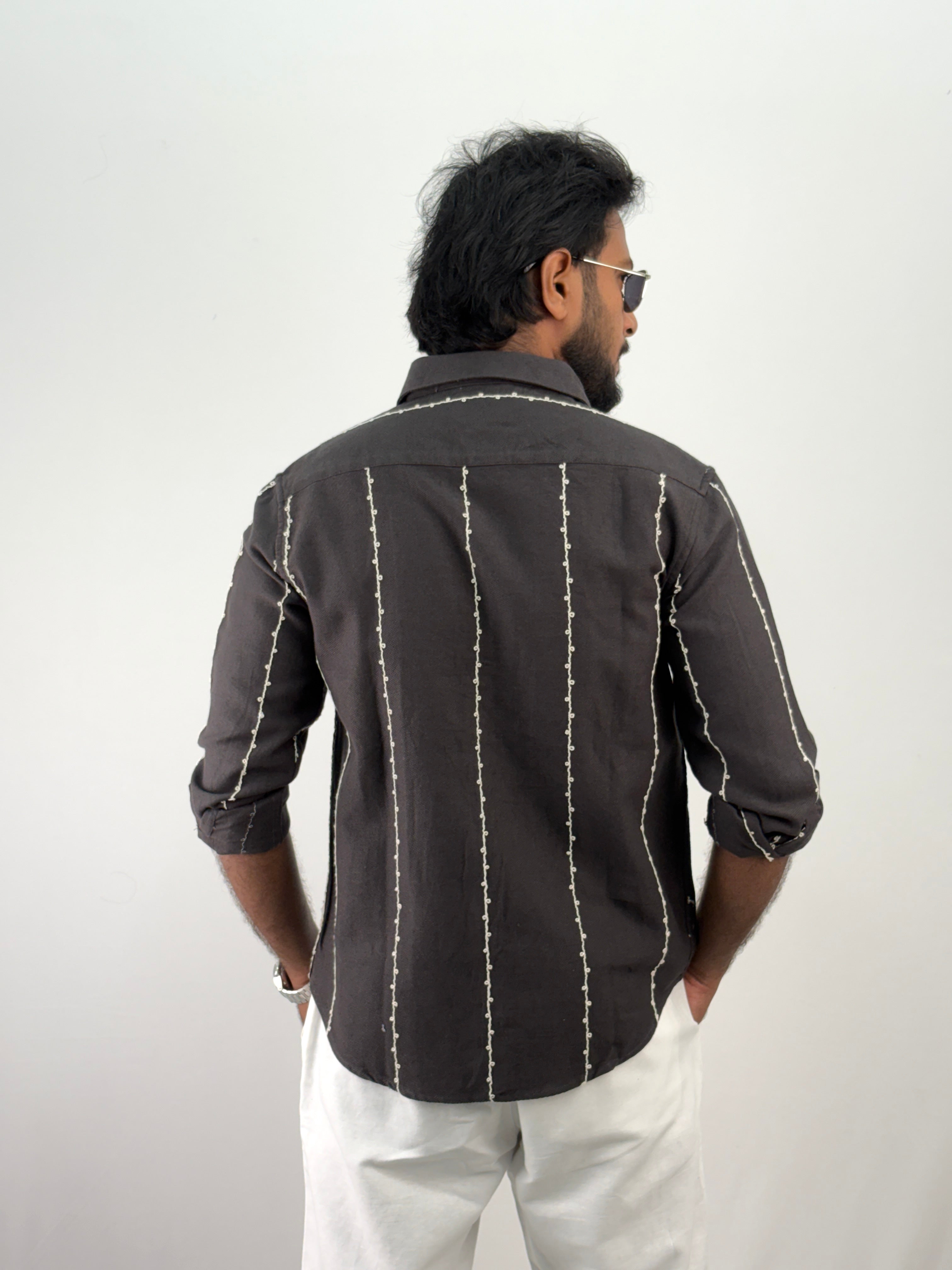 Dark Grey Embroidery Shirt