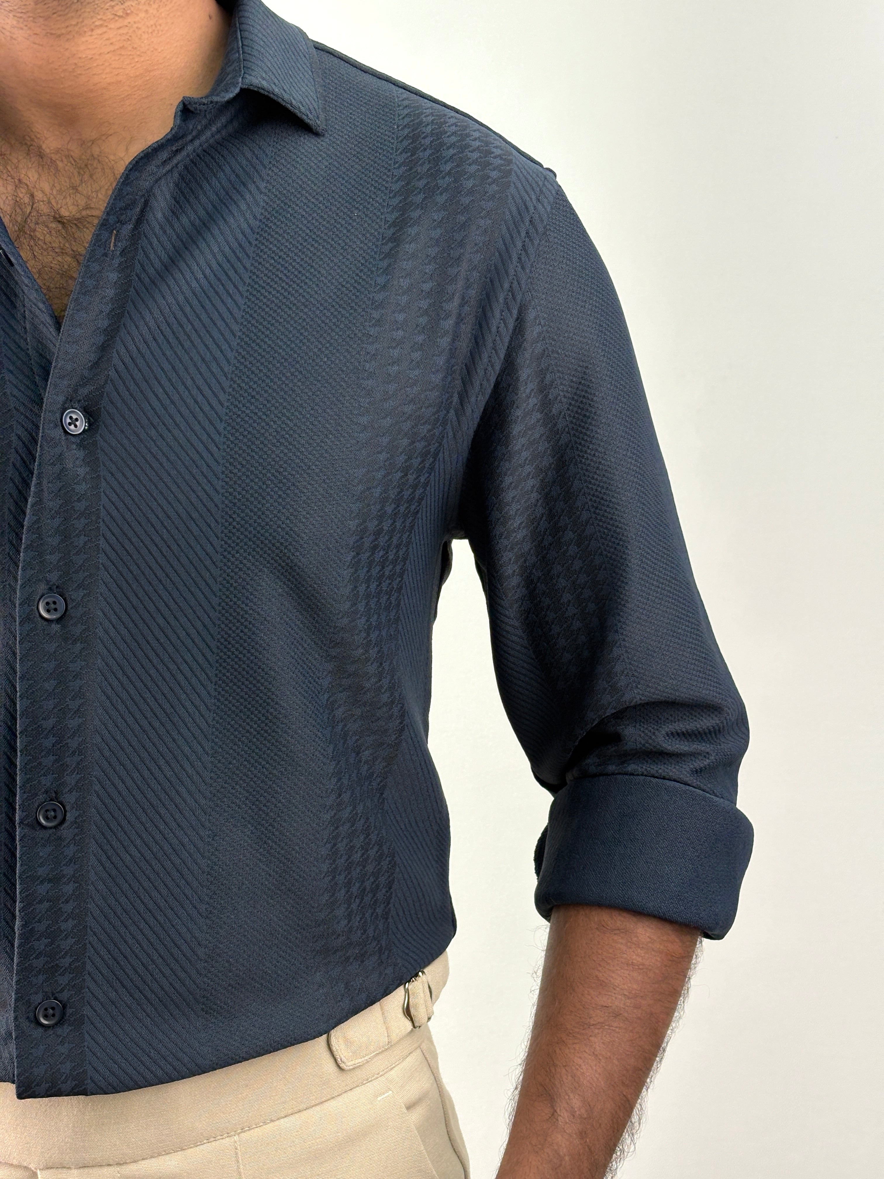Navy Jacquard Shirt