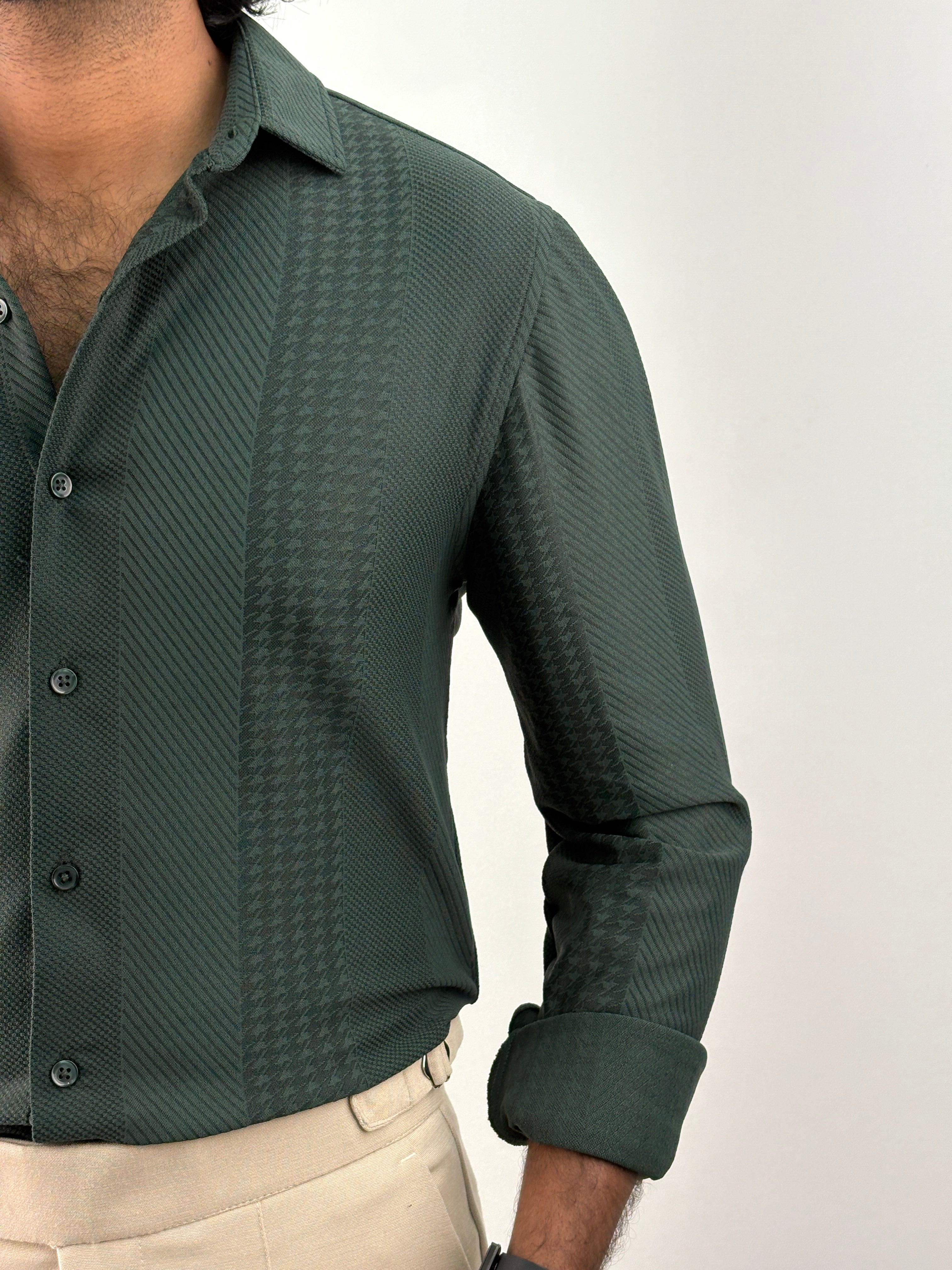 Dark Green Jacquard Shirt