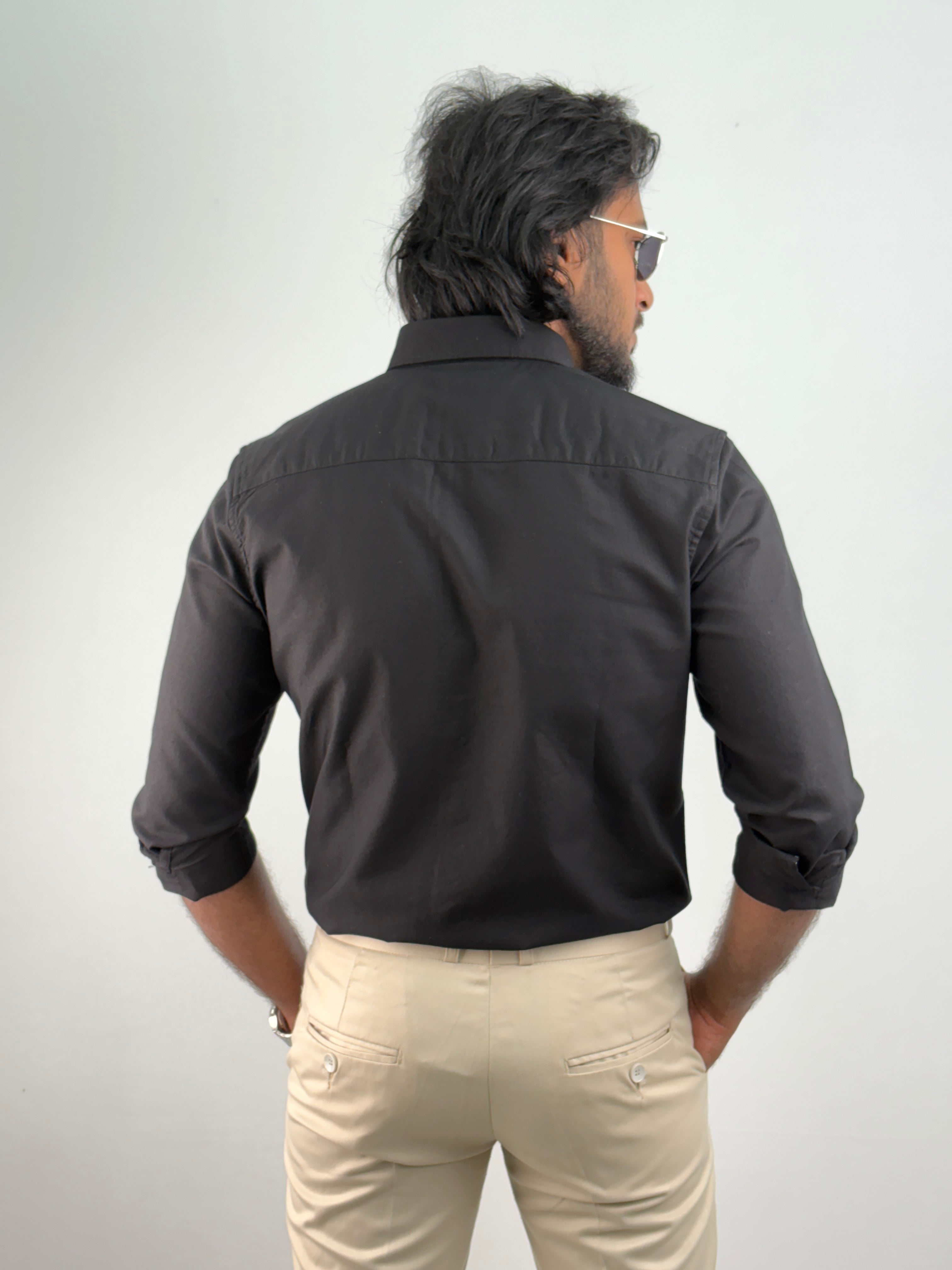 Black Plain Oxford Shirt 2