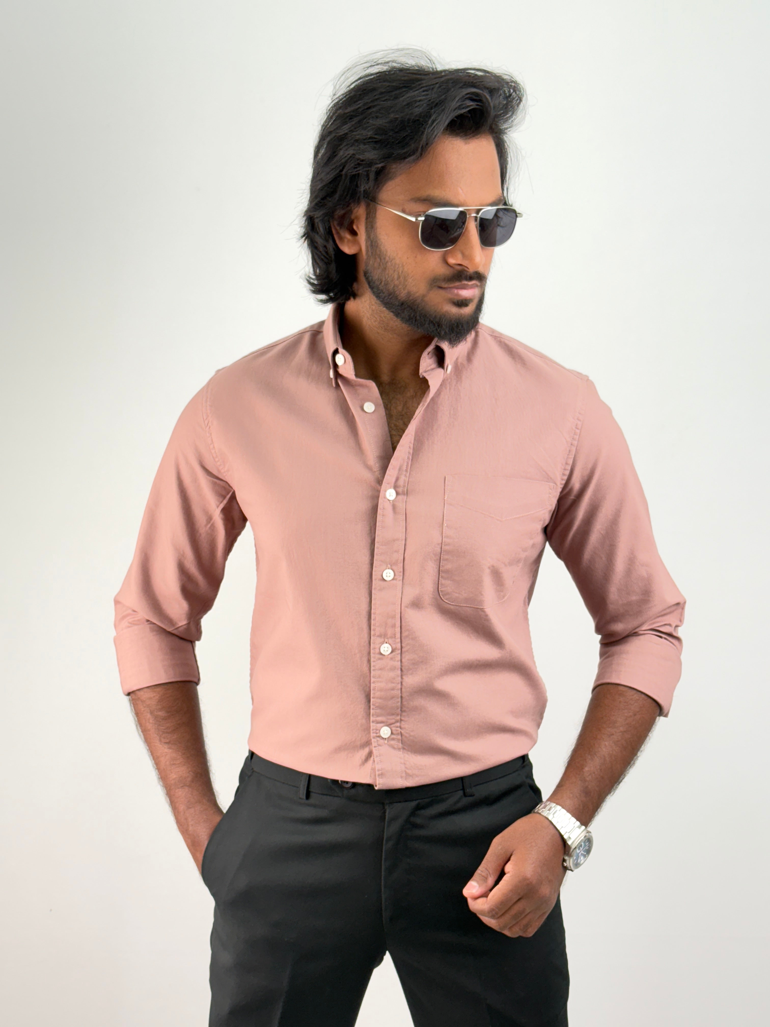 Mauve Plain Oxford Shirt 2