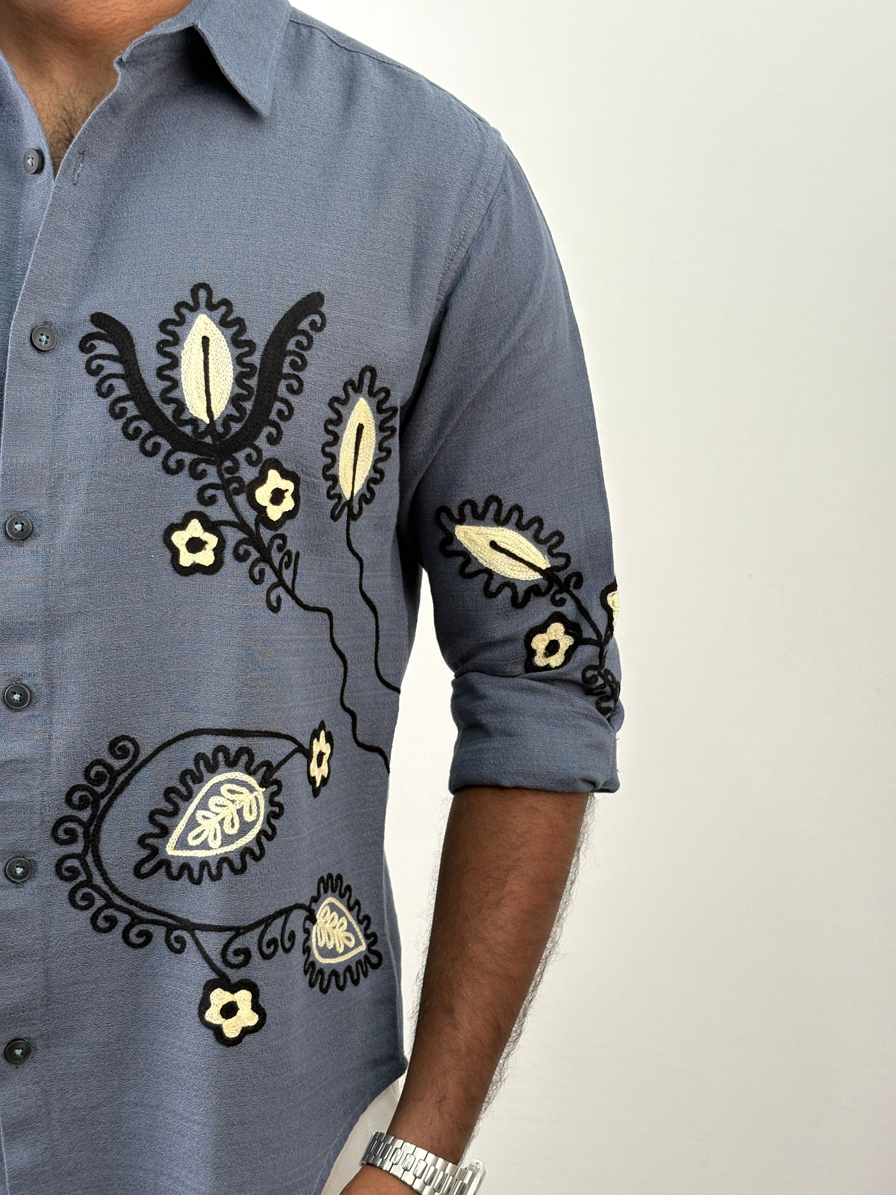 Navy Embroidery Shirt