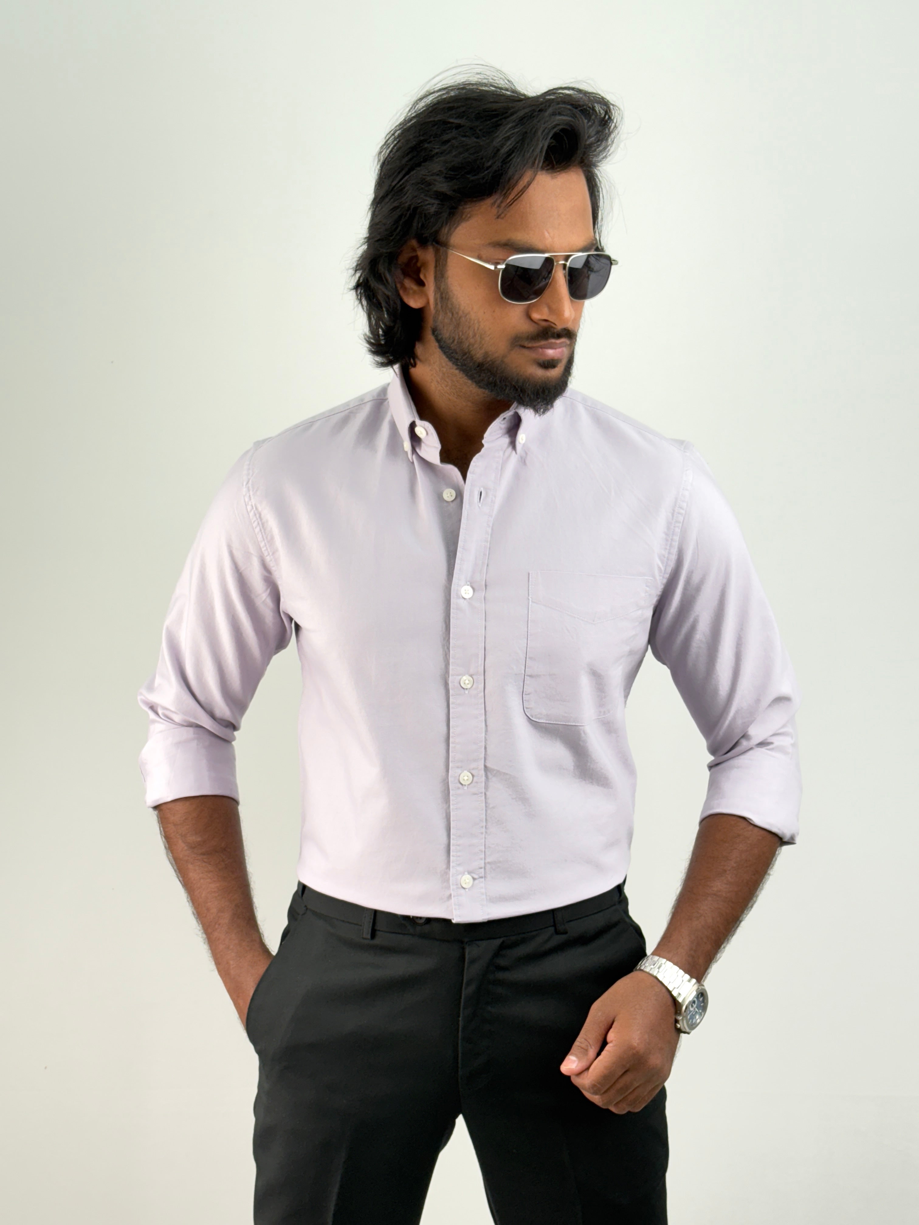 Light Lavender Plain Oxford Shirt 2