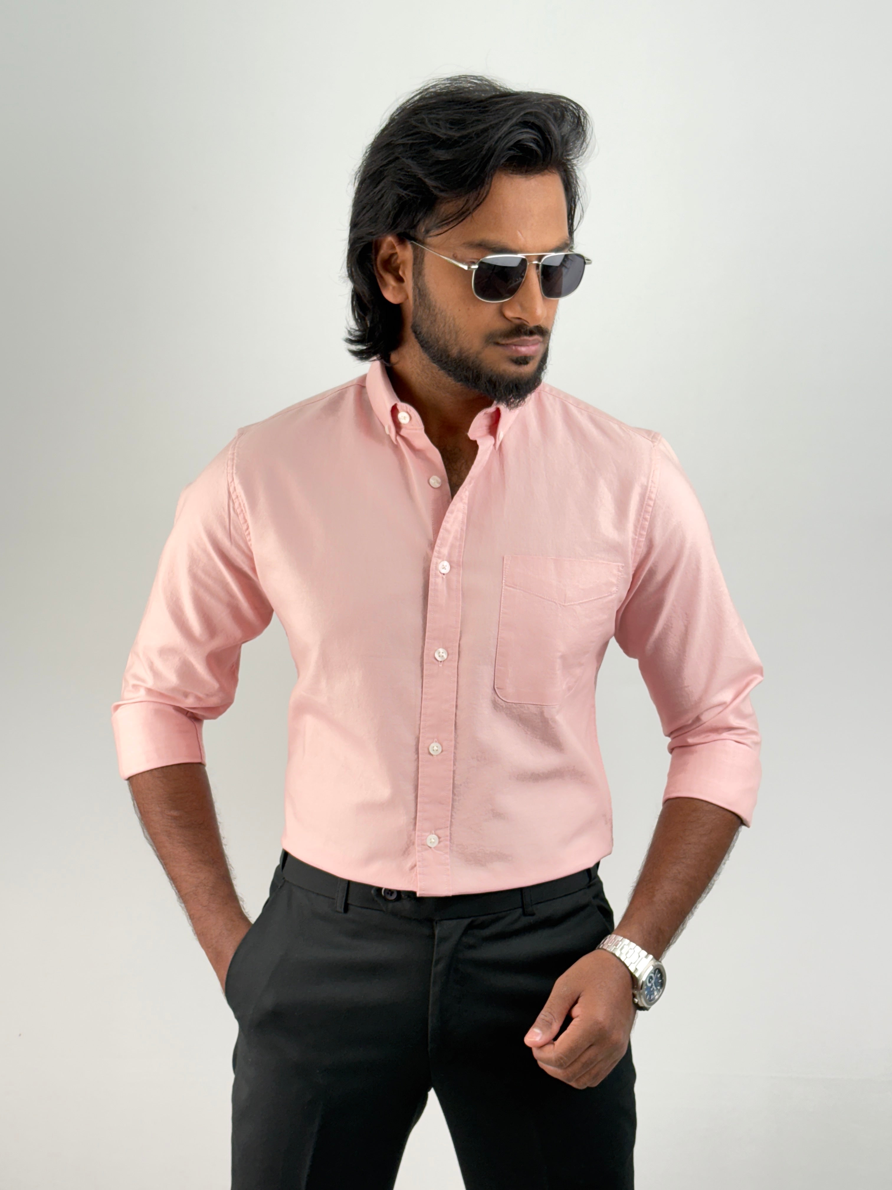 Peach Plain Oxford Shirt 2
