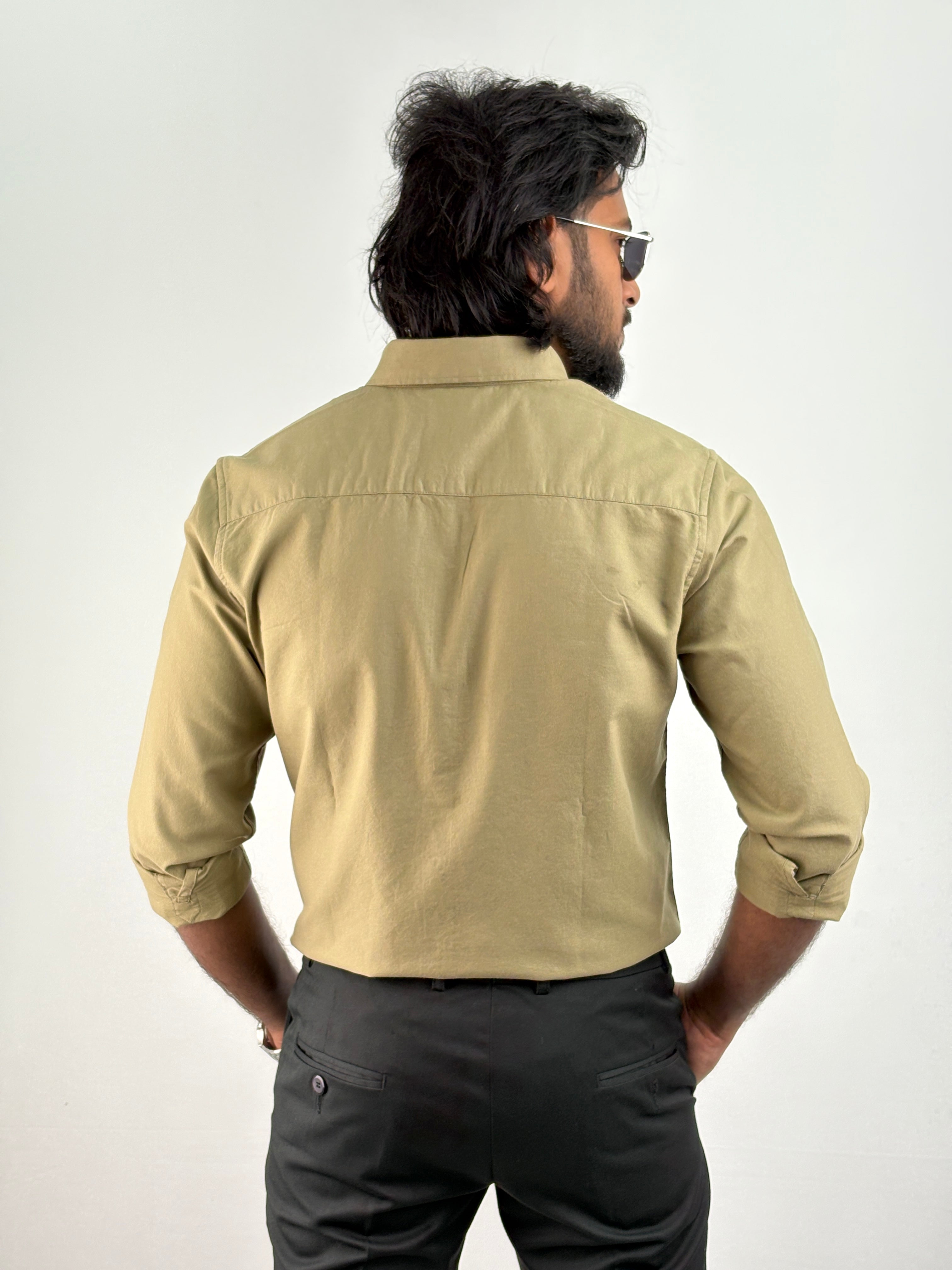 Olive Plain Oxford Shirt 2