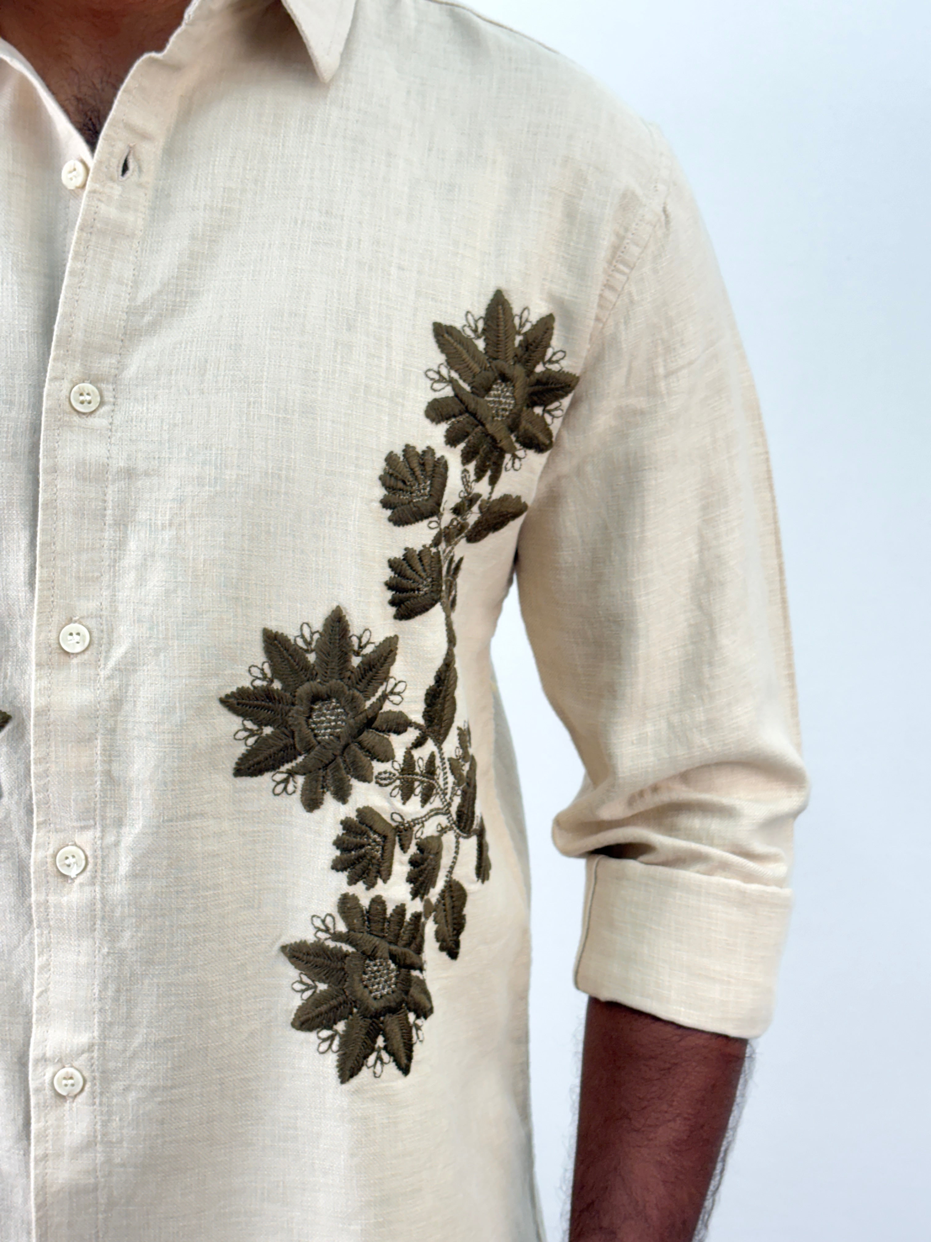 Beige Embroidery Shirt