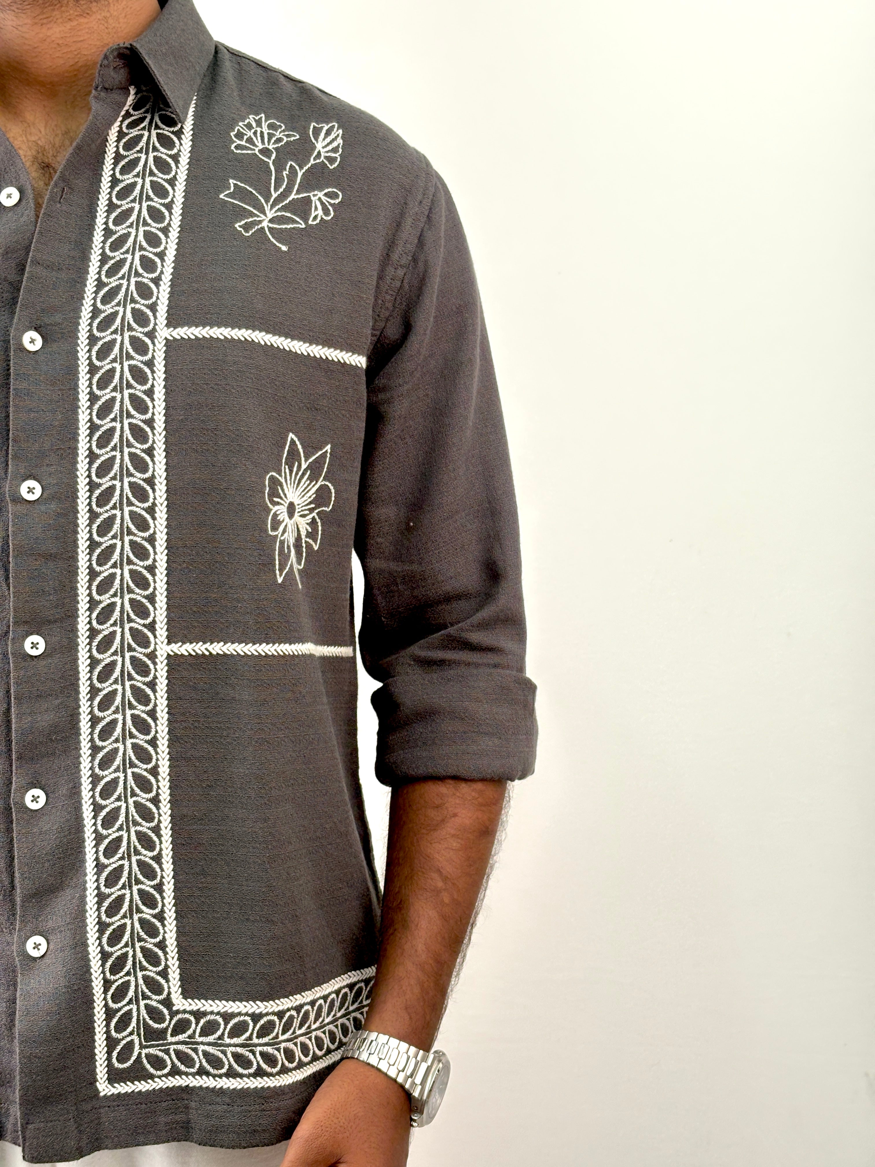 Grey Embroidery Shirt