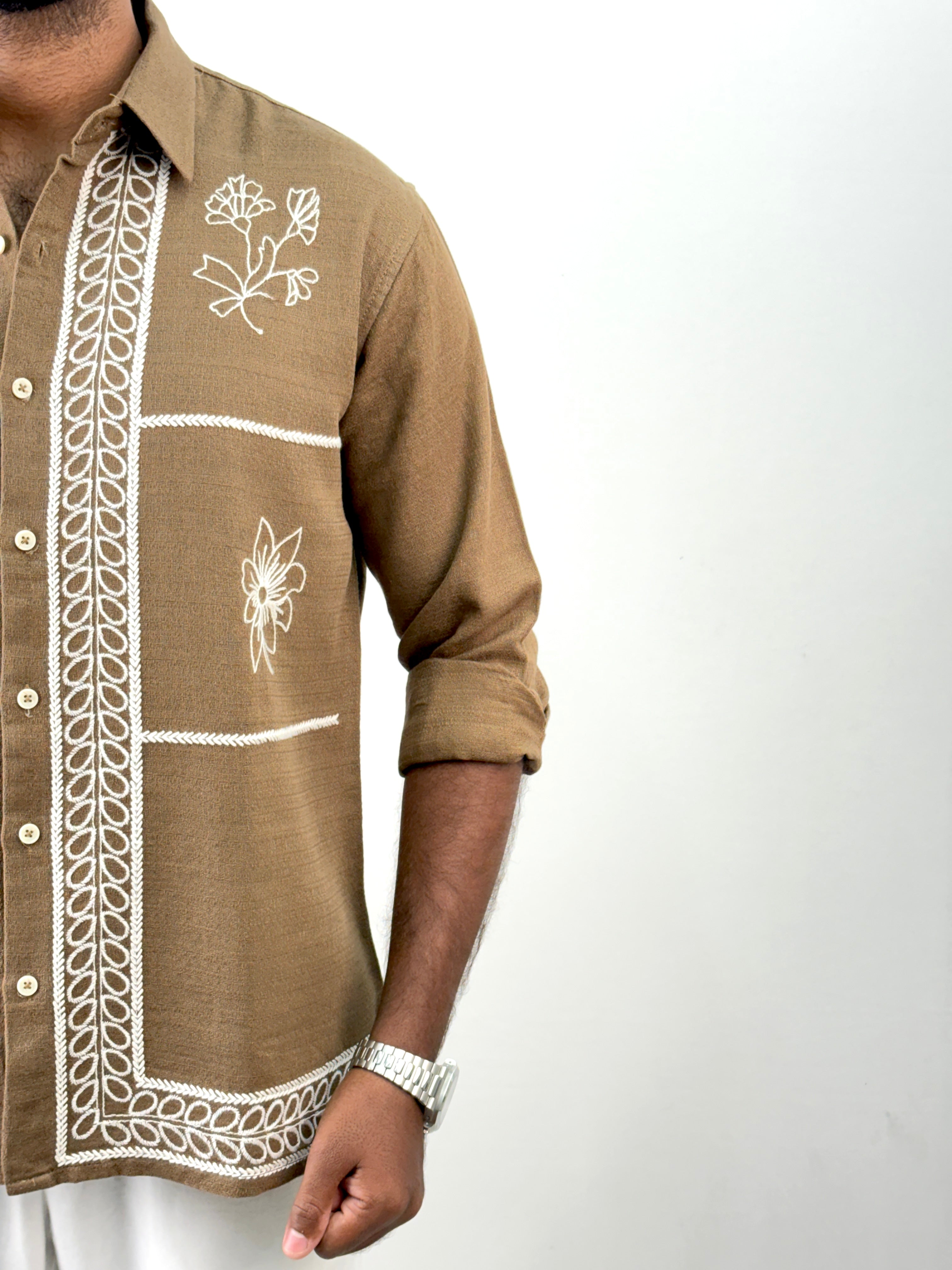 Khaki Embroidery Shirt