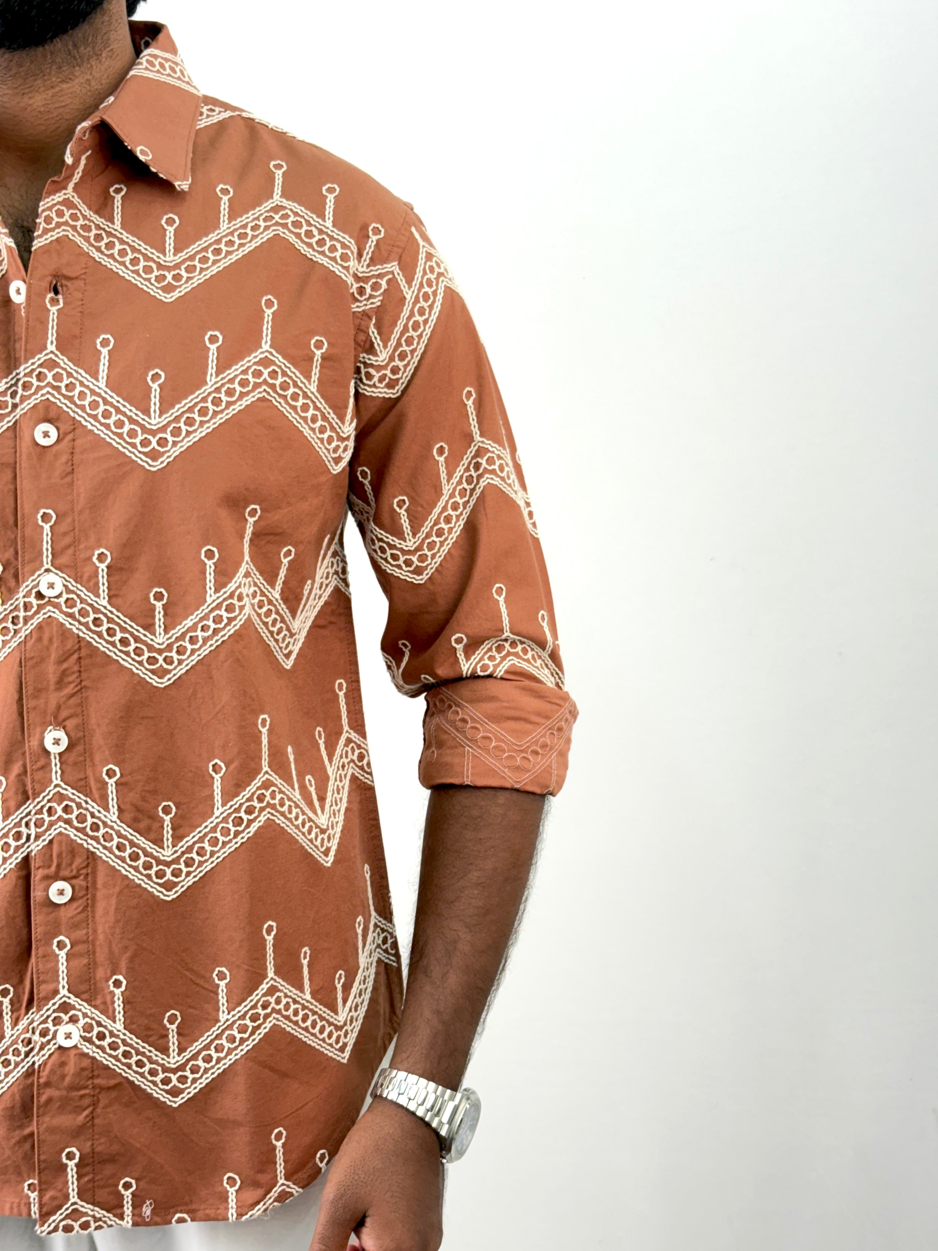 Rust Embroidery Shirt