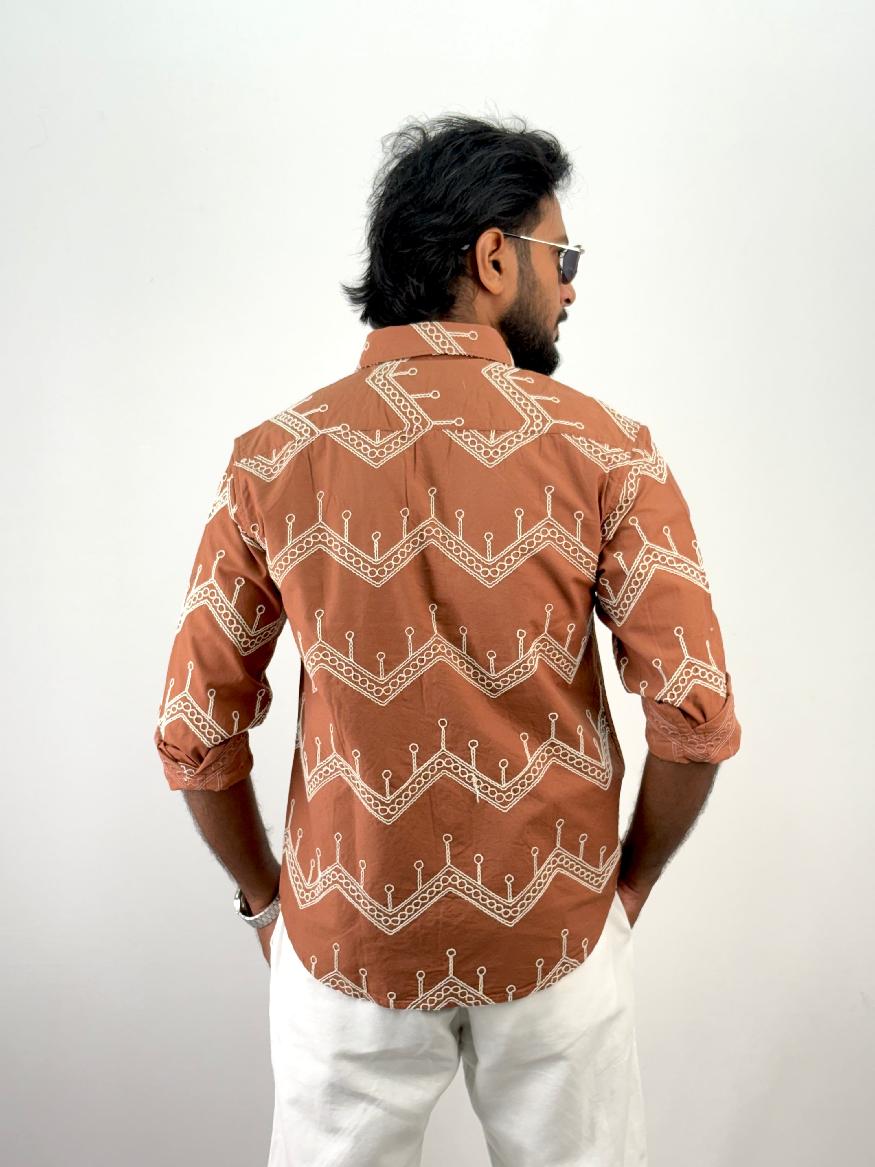 Rust Embroidery Shirt