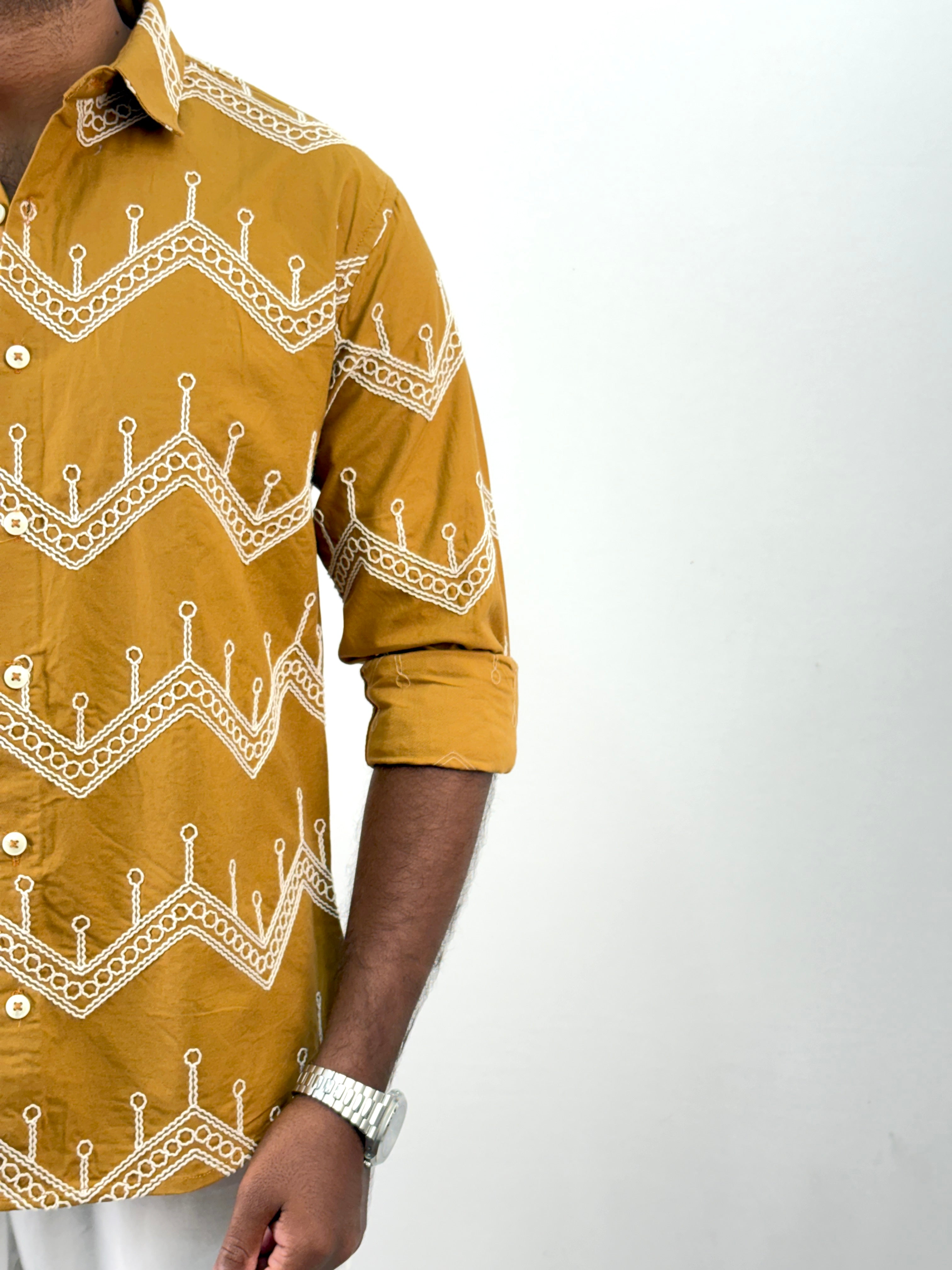 Mustard Embroidery Shirt