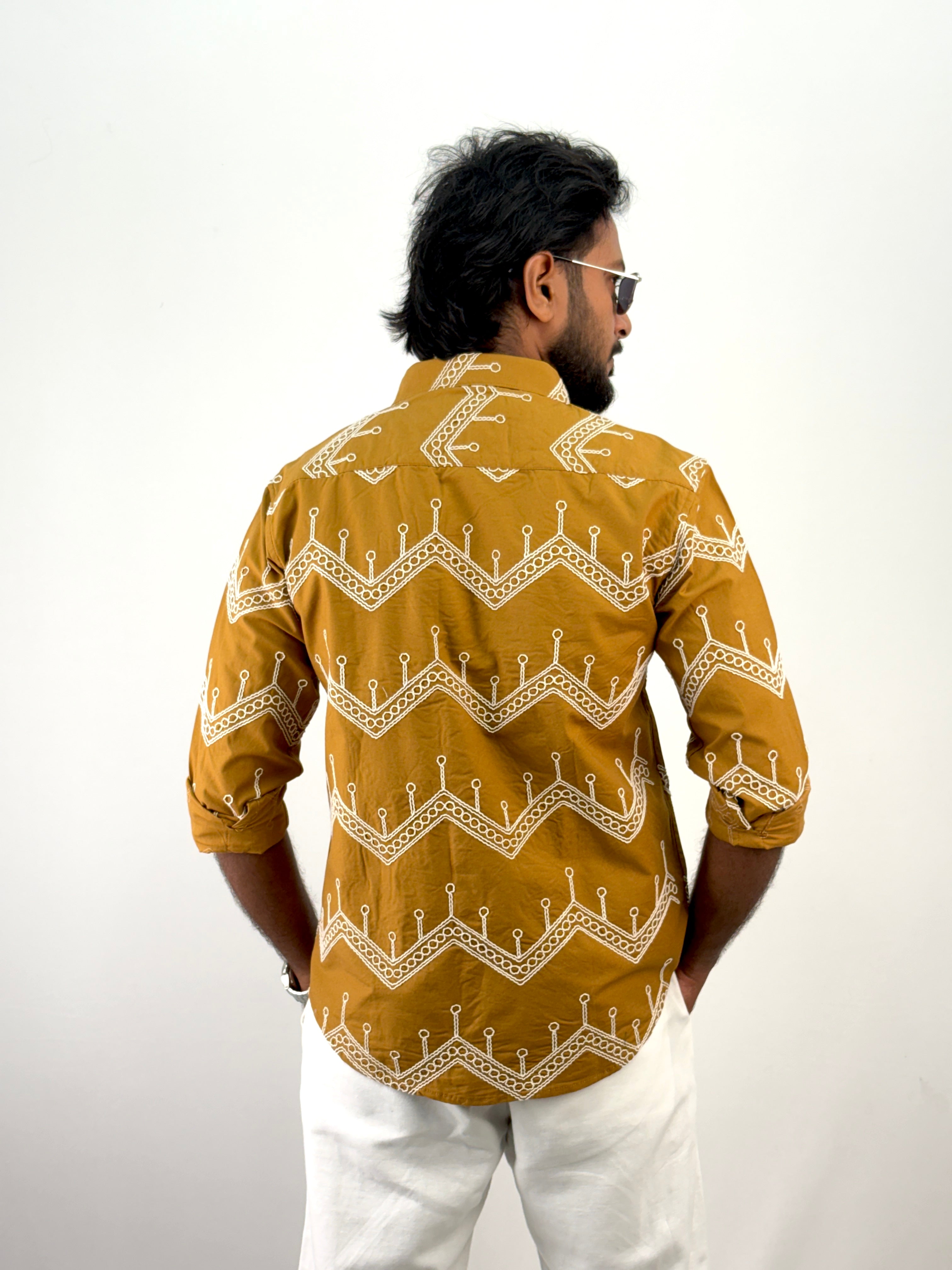 Mustard Embroidery Shirt