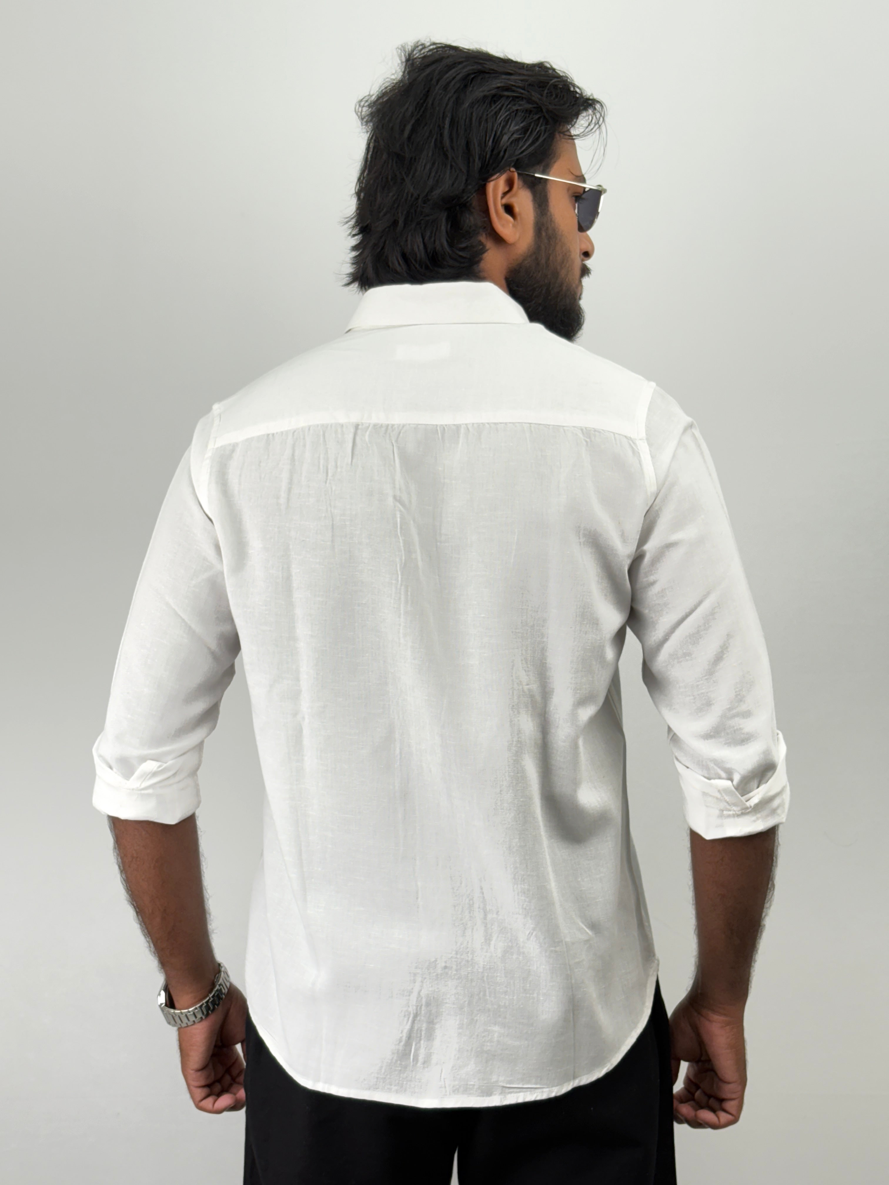 White Linen Embroidery Shirts