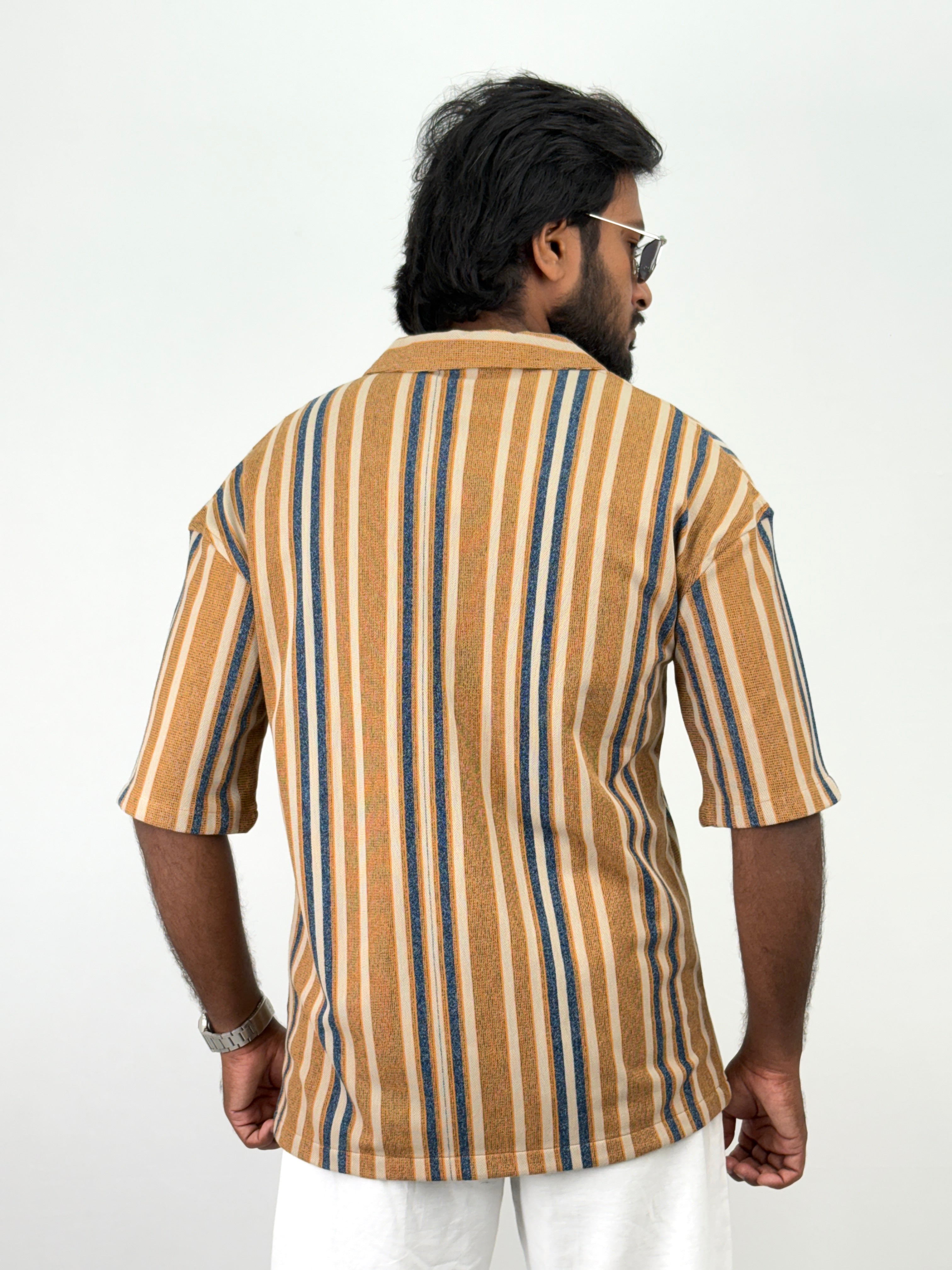 Rust Half Sleeve Stripe Shirts