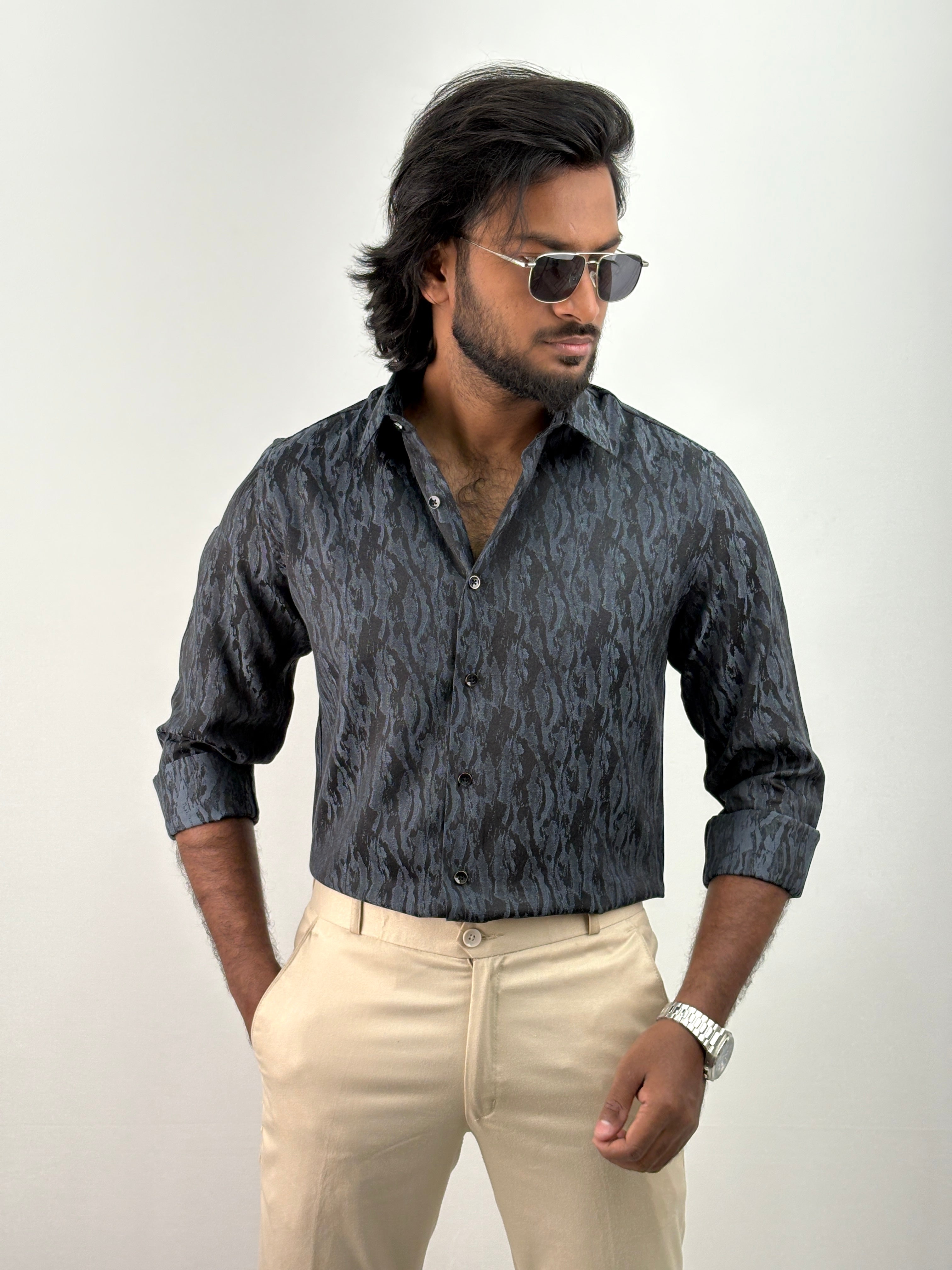 Grey Abstract Designer Shirt