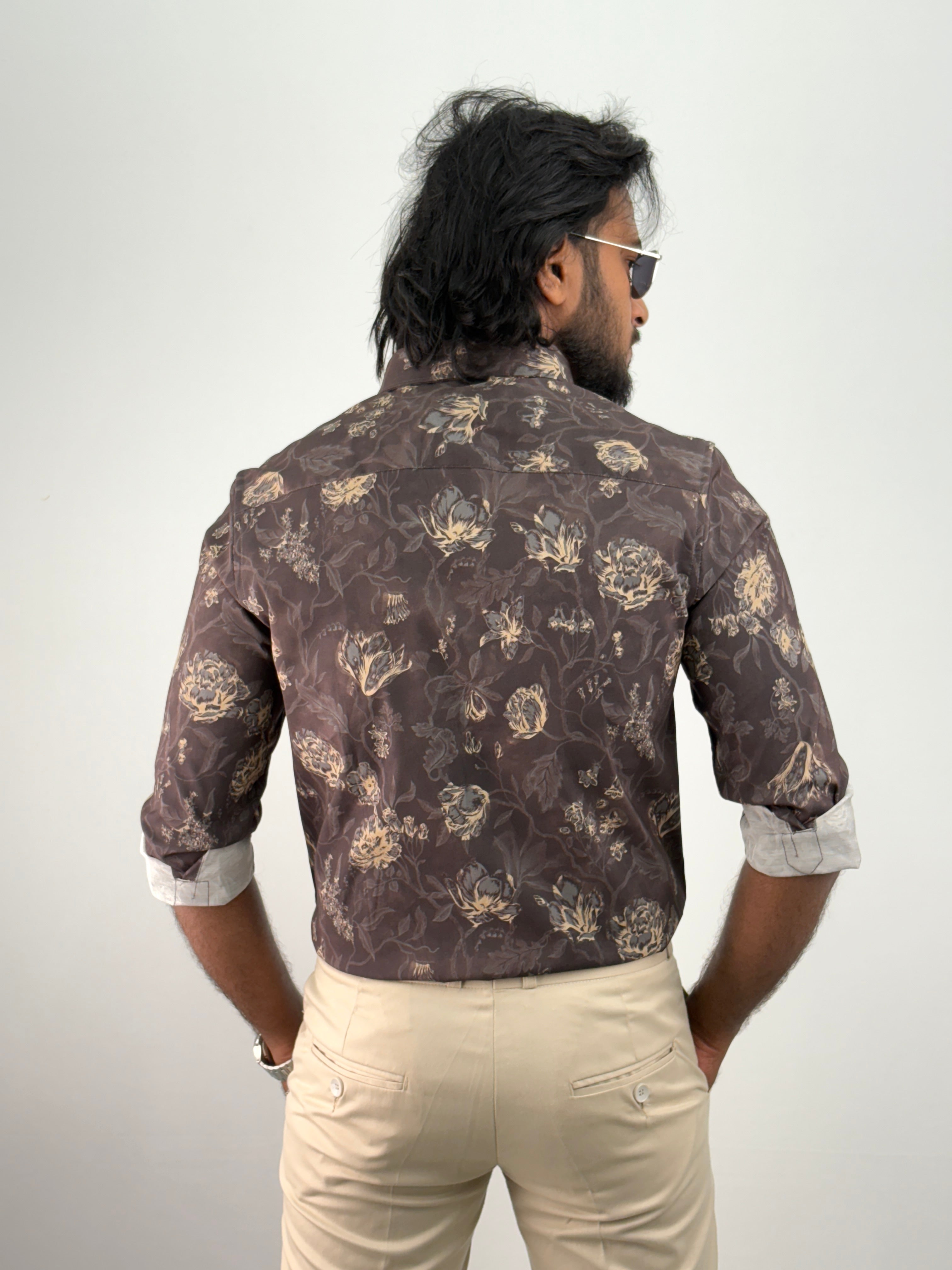 Dark Brown Printed Shirt
