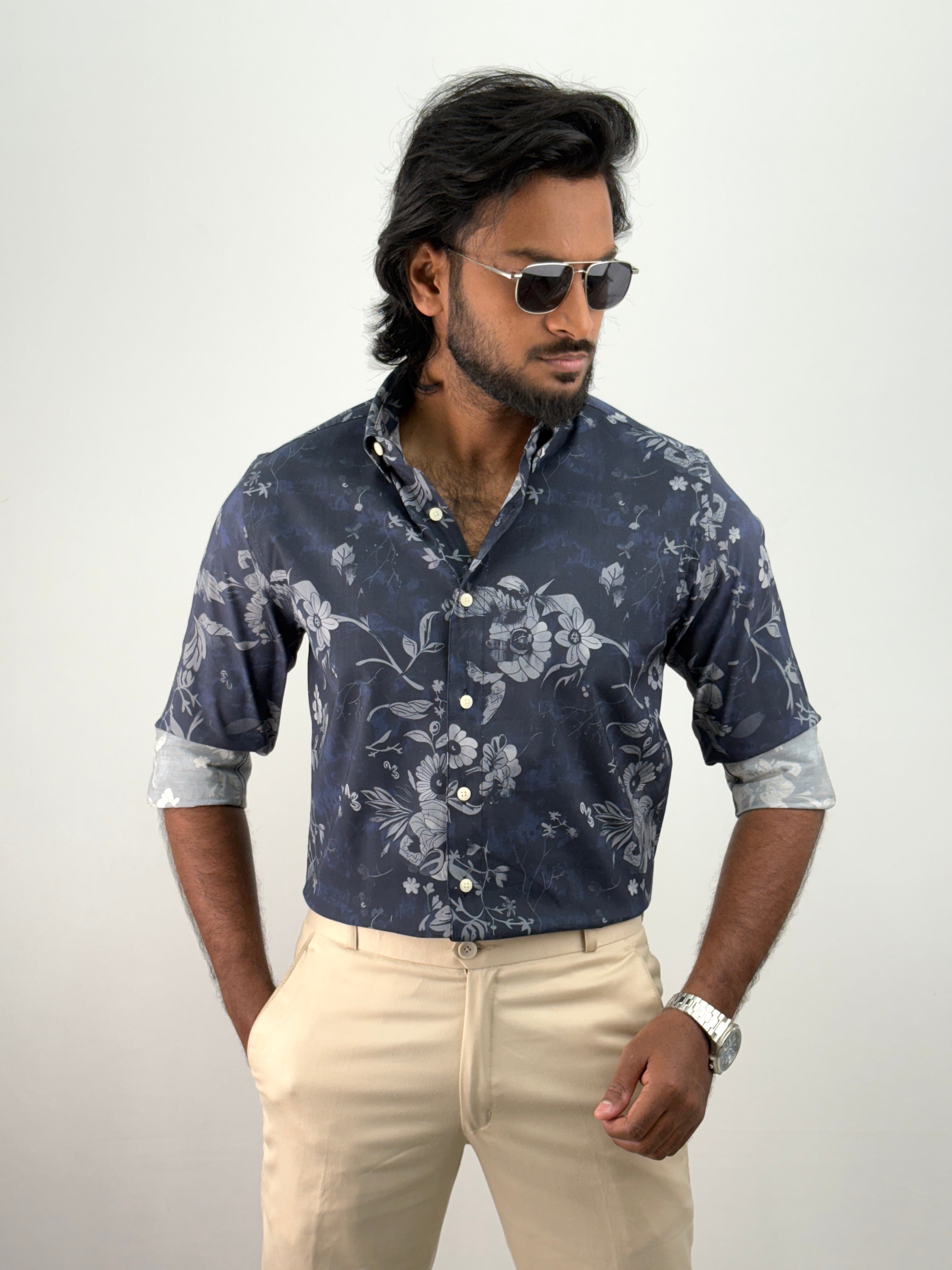 Navy Printed Shirt