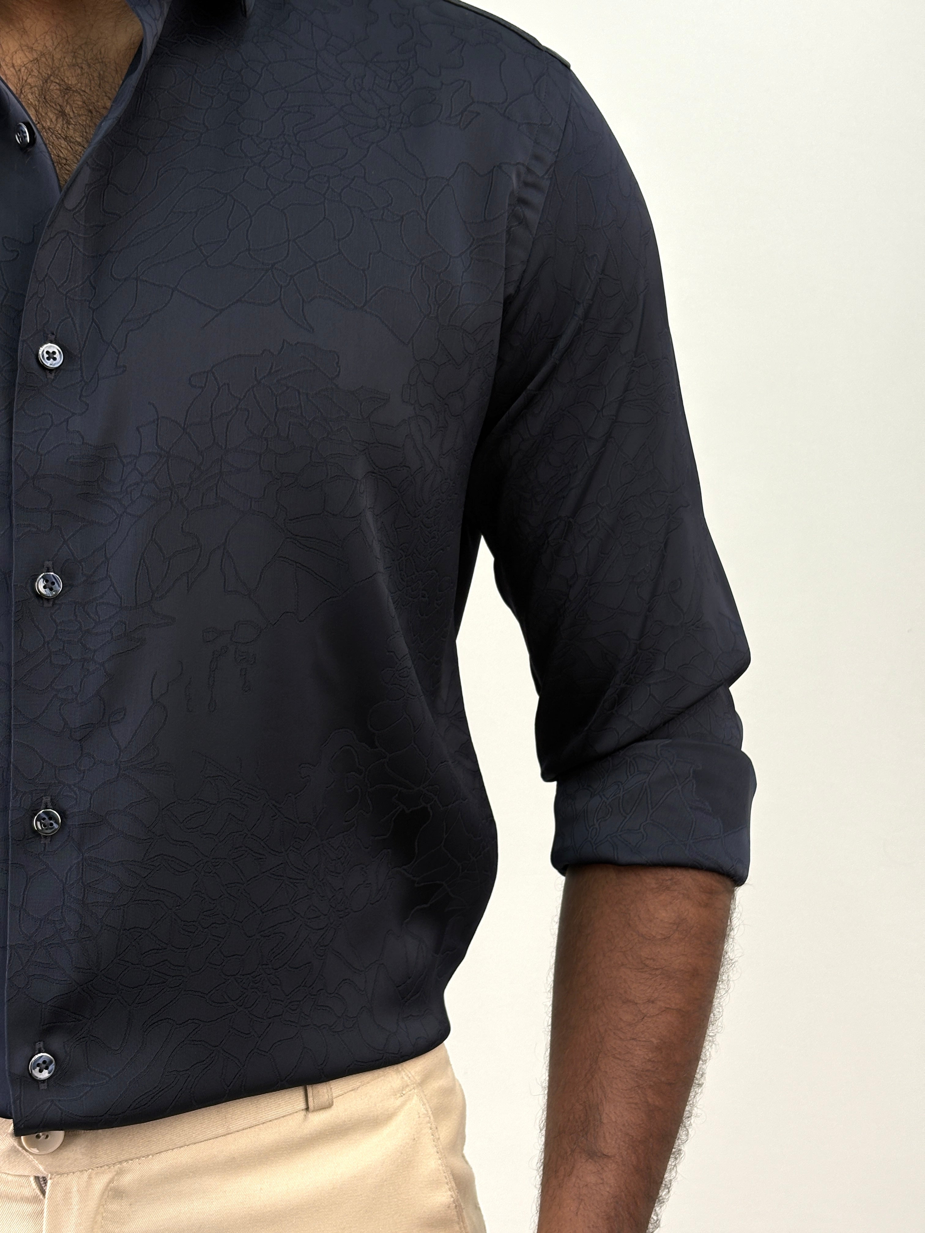 Navy Jacquard Shirt