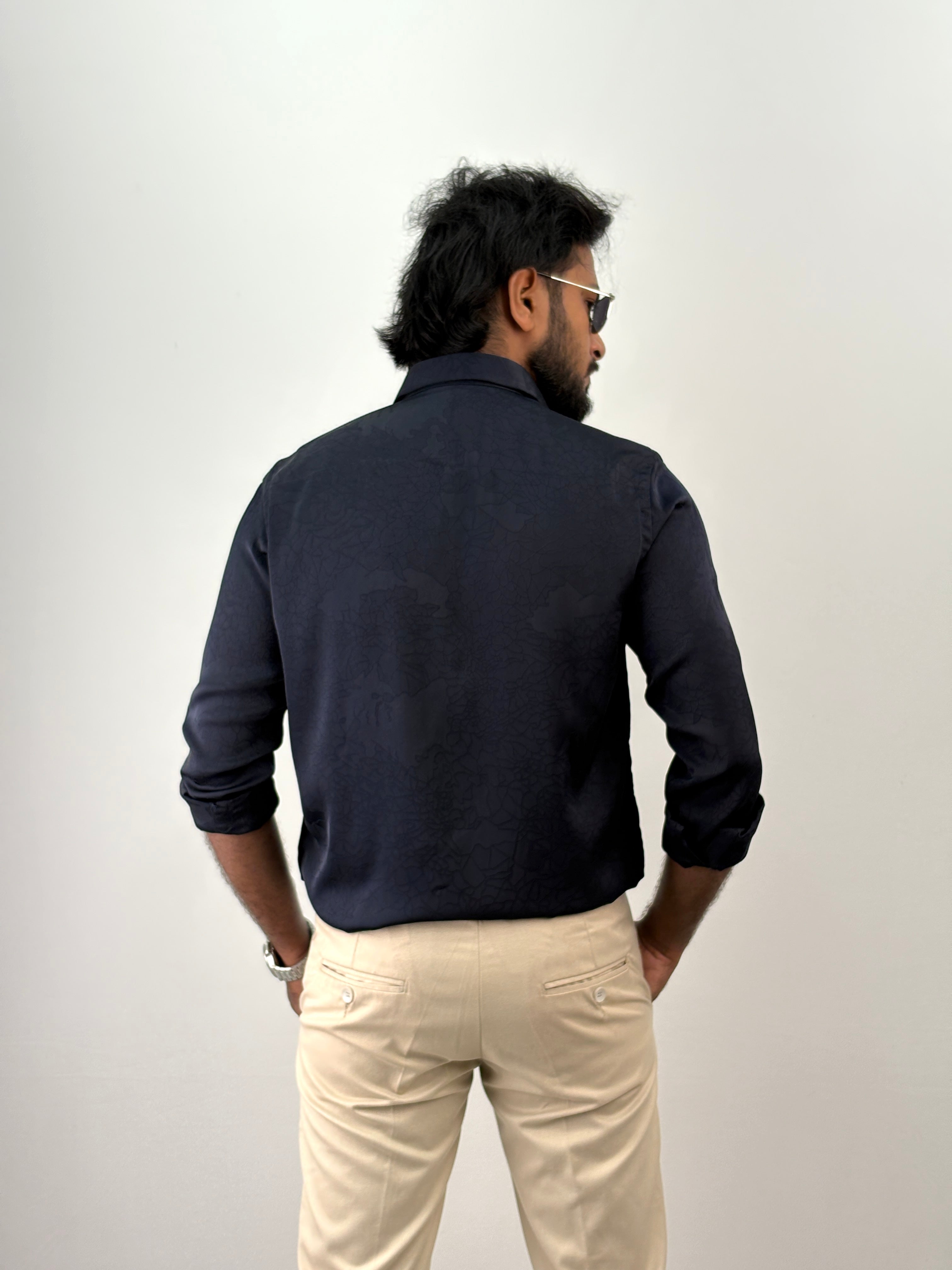 Navy Jacquard Shirt