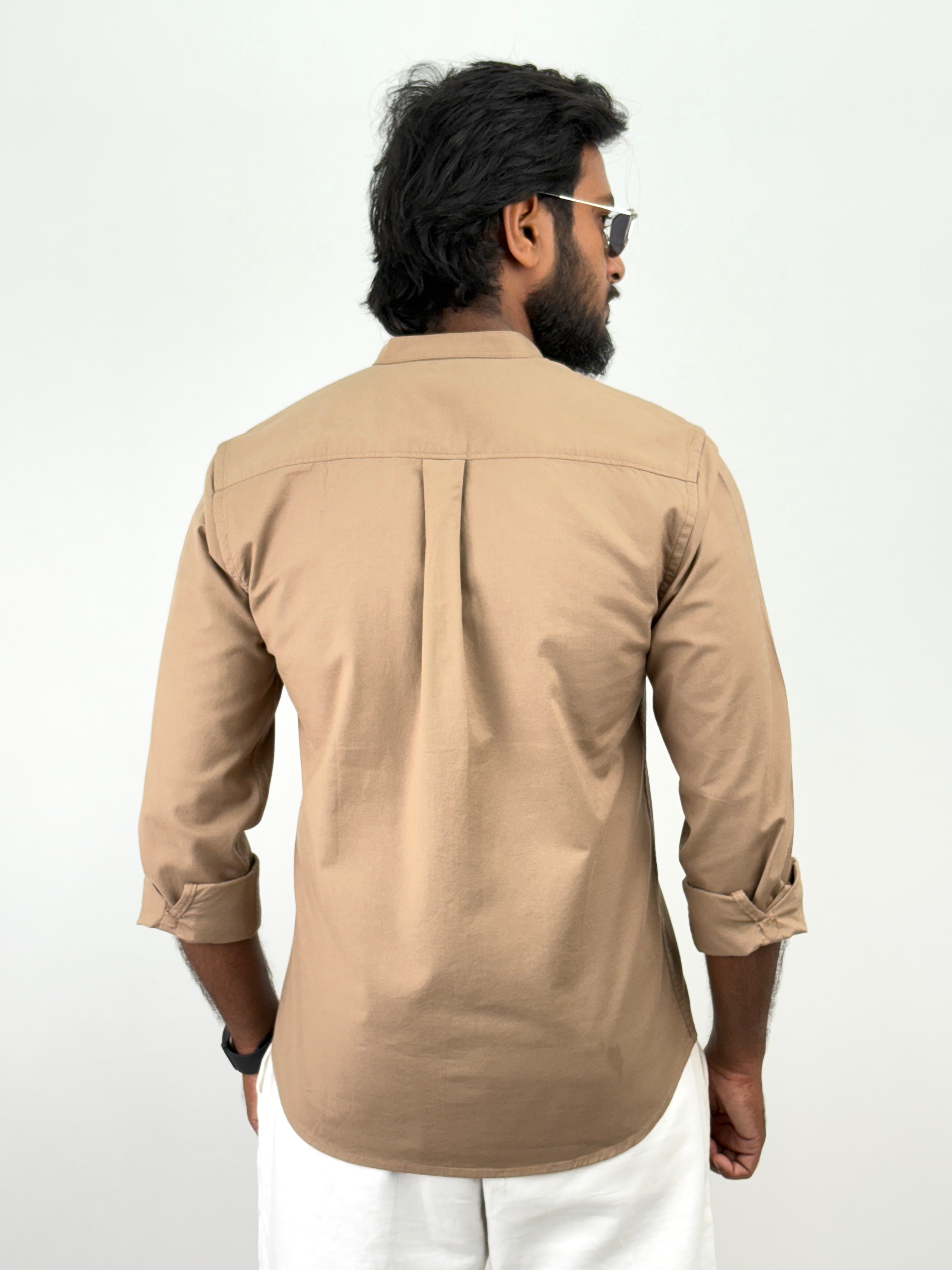 Khaki Mandarin Collar shirt