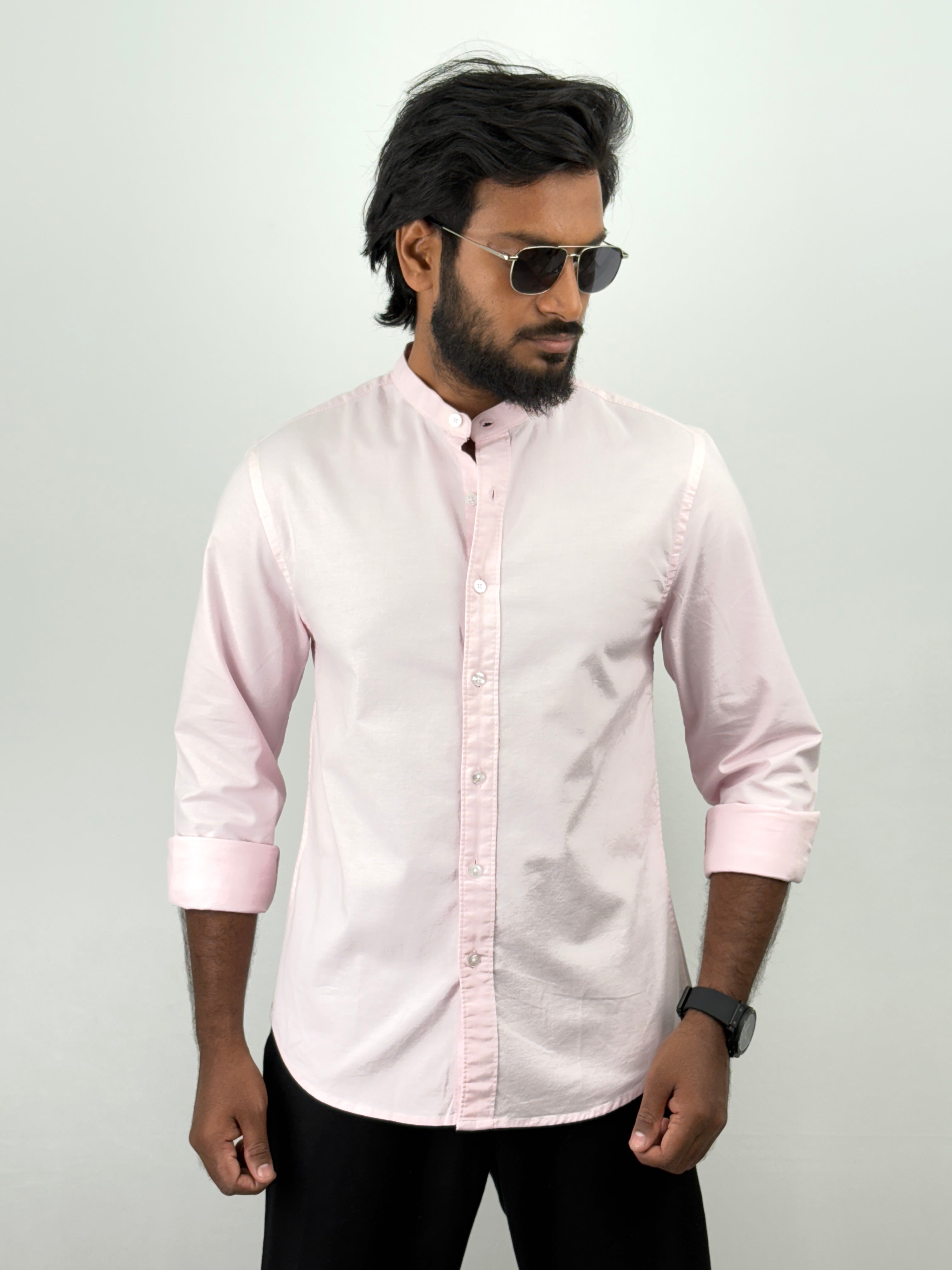Light Pink Mandarin Collar shirt