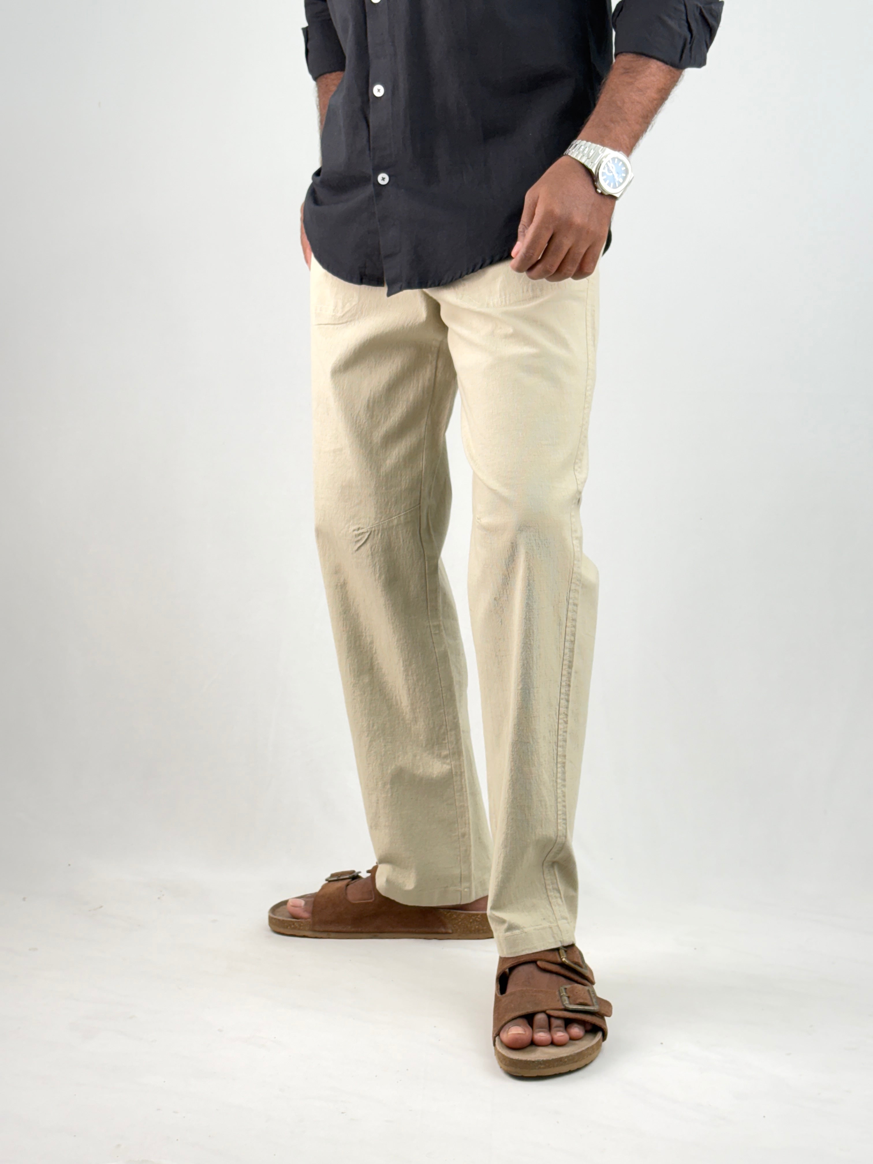 Olive Relaxed Fit Linen Pant 2