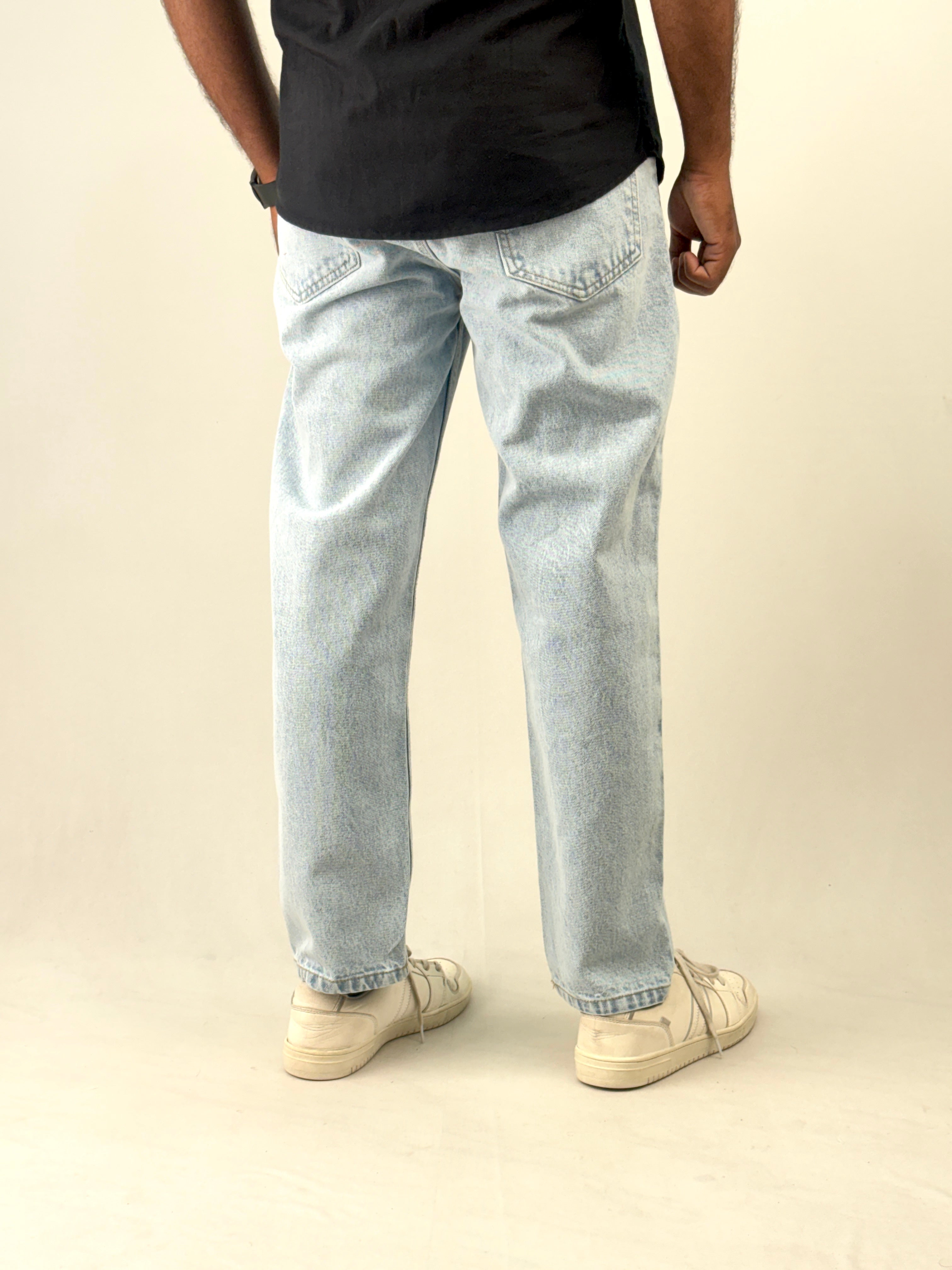 Ice Blue Acid Wash Semi Baggy Jean