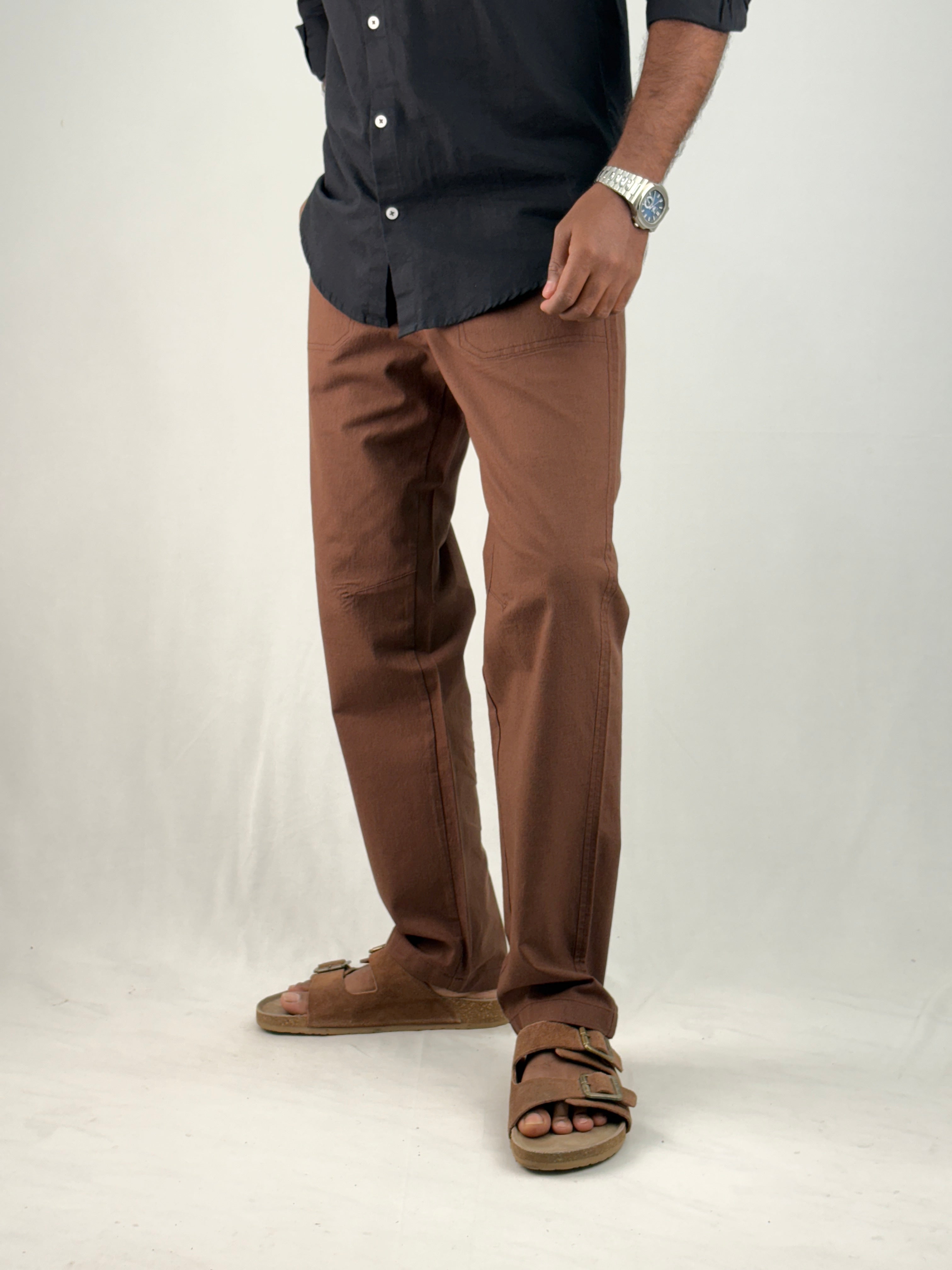 Brown Relaxed Fit Linen Pant 2