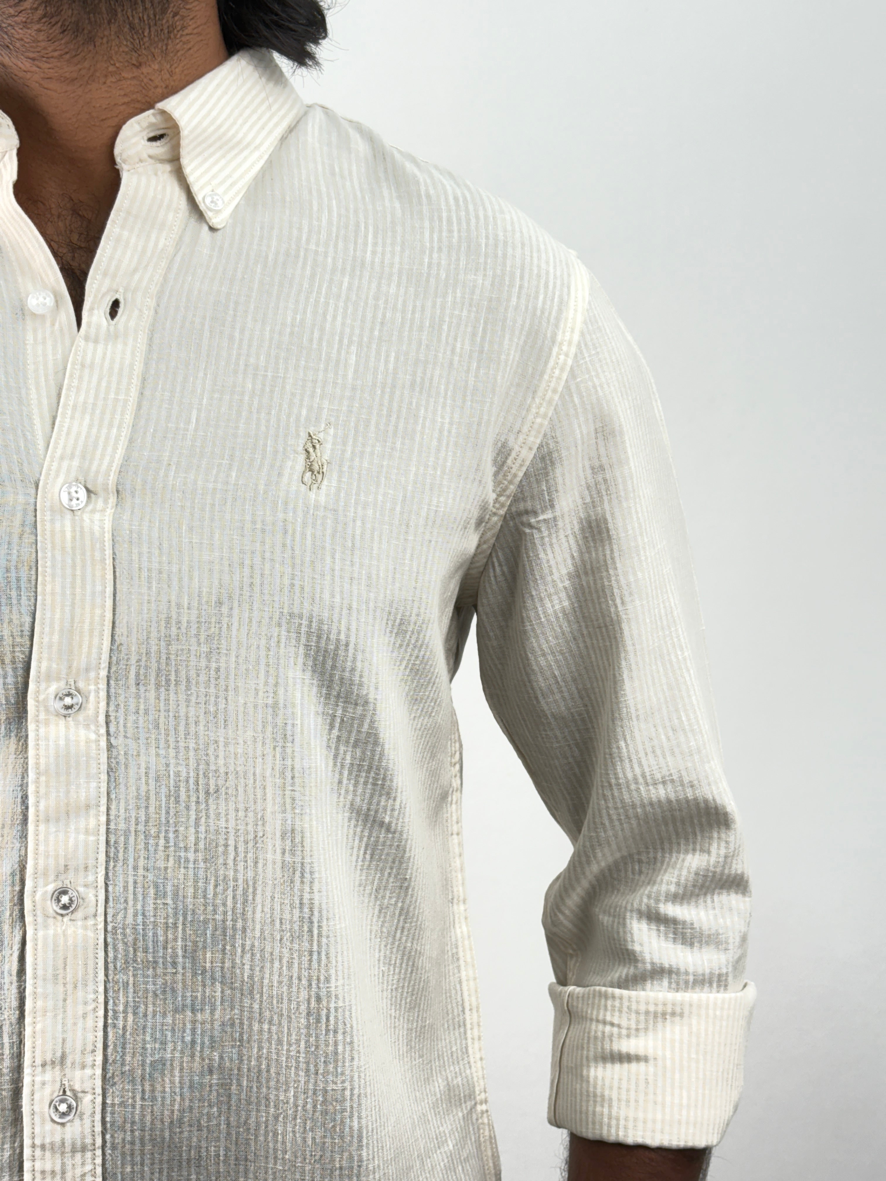 Yellow Linen Stripe Shirt