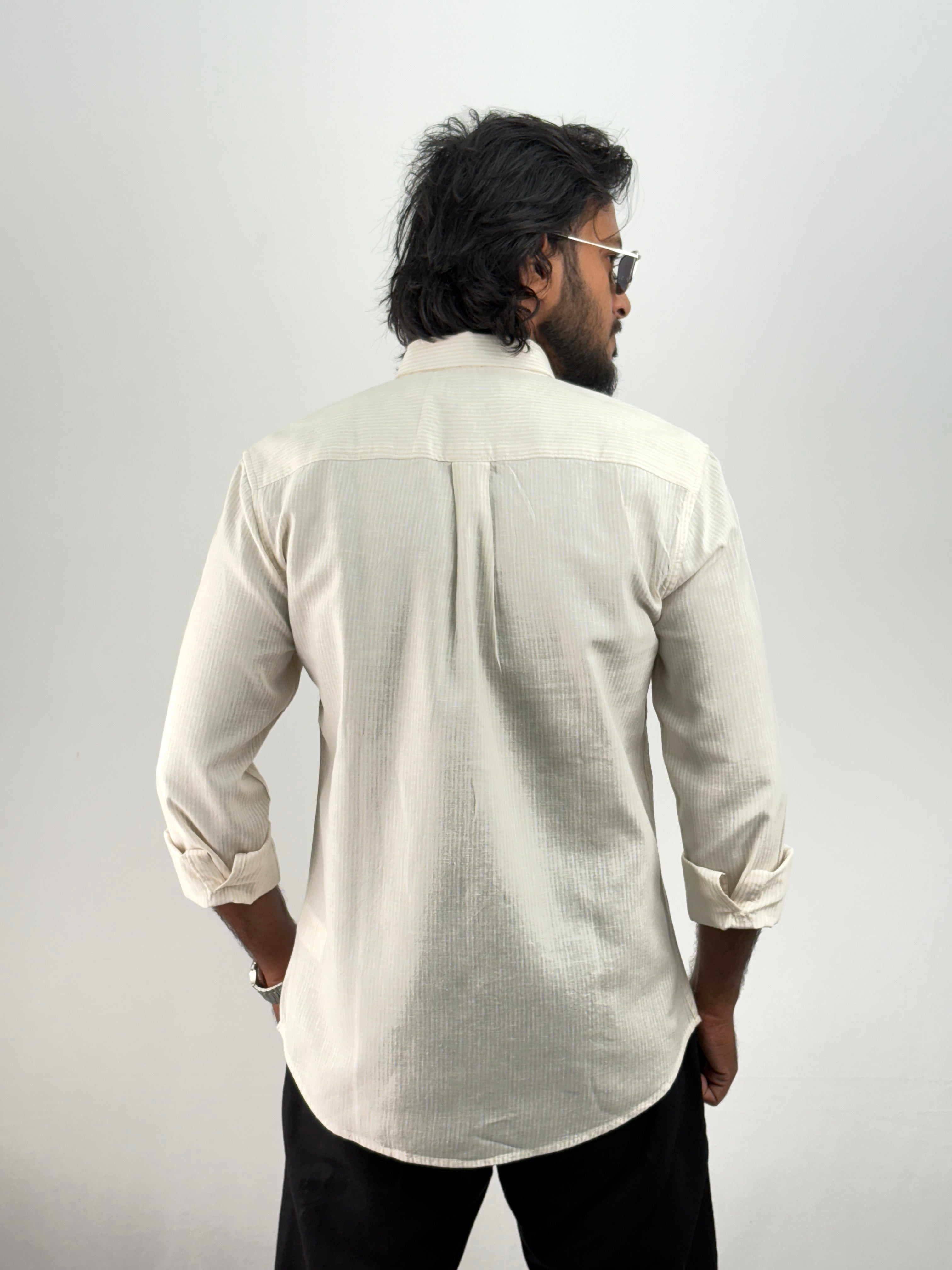 Yellow Linen Stripe Shirt