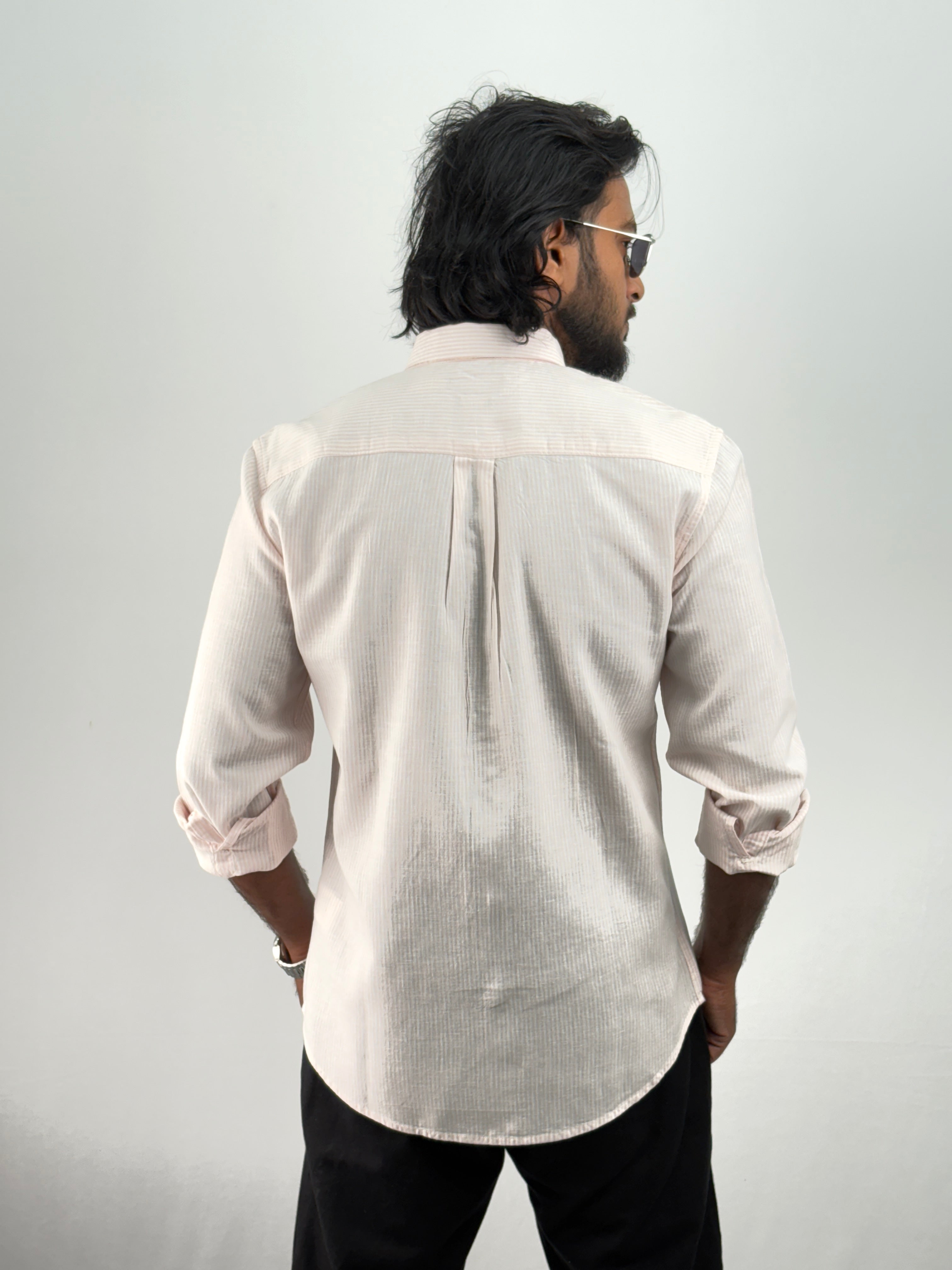 Cherry Linen Stripe Shirt