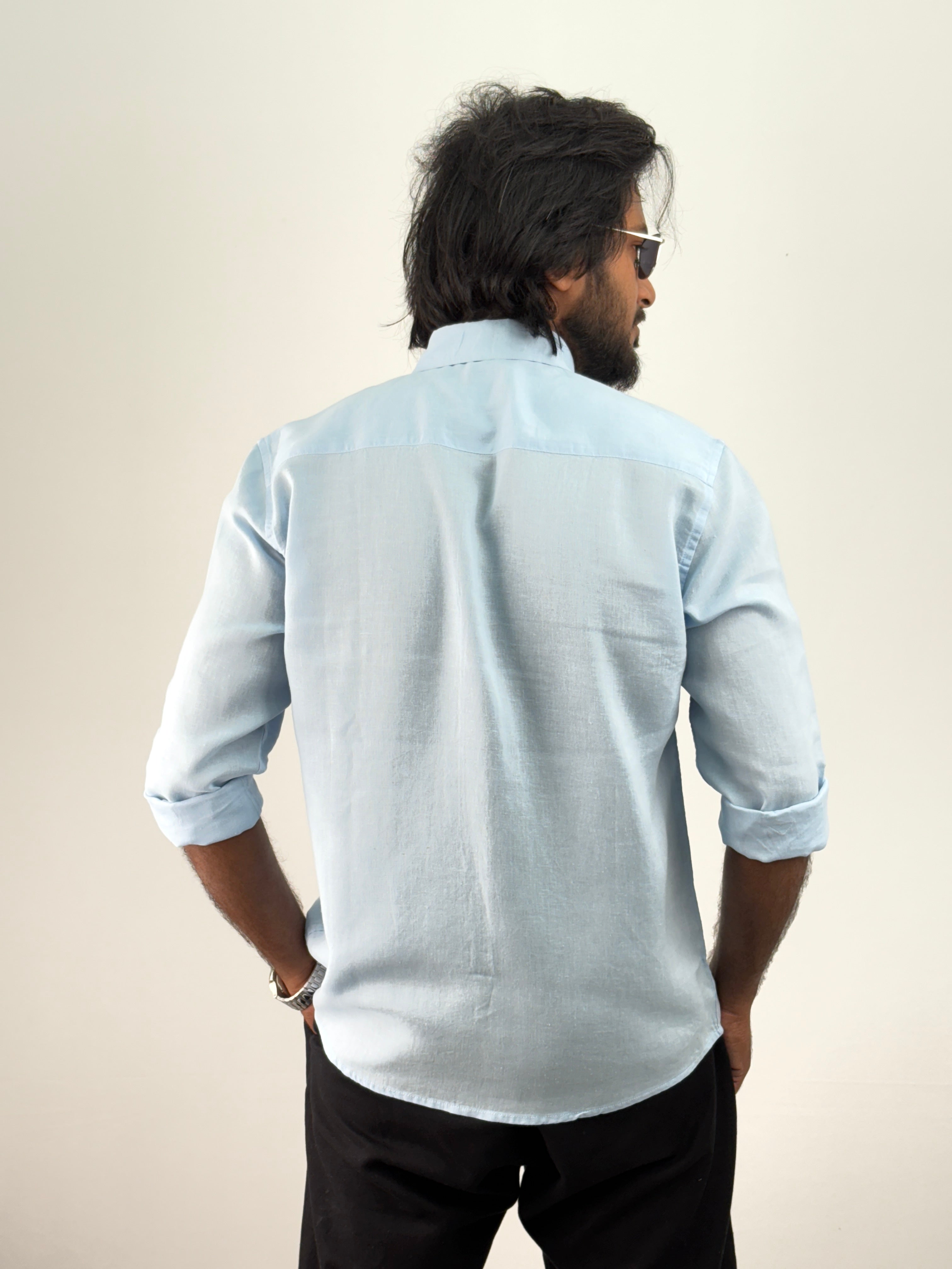 Ice Blue Linen Shirt