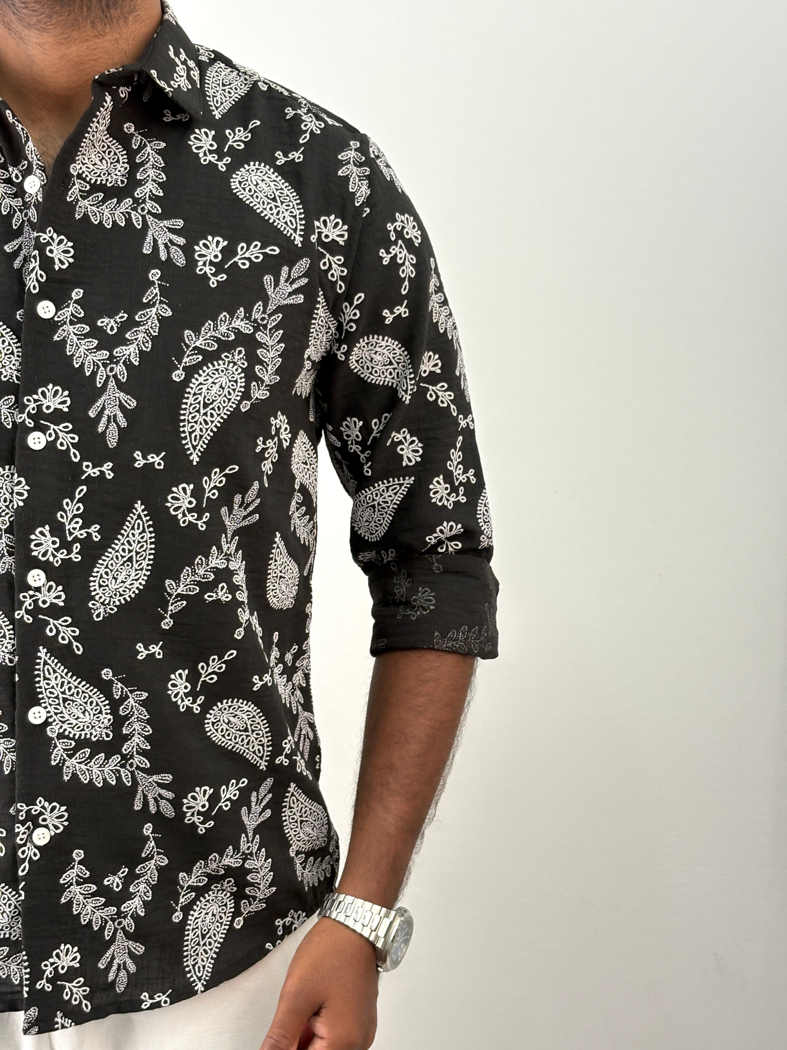 Black Floral Printed Shirt