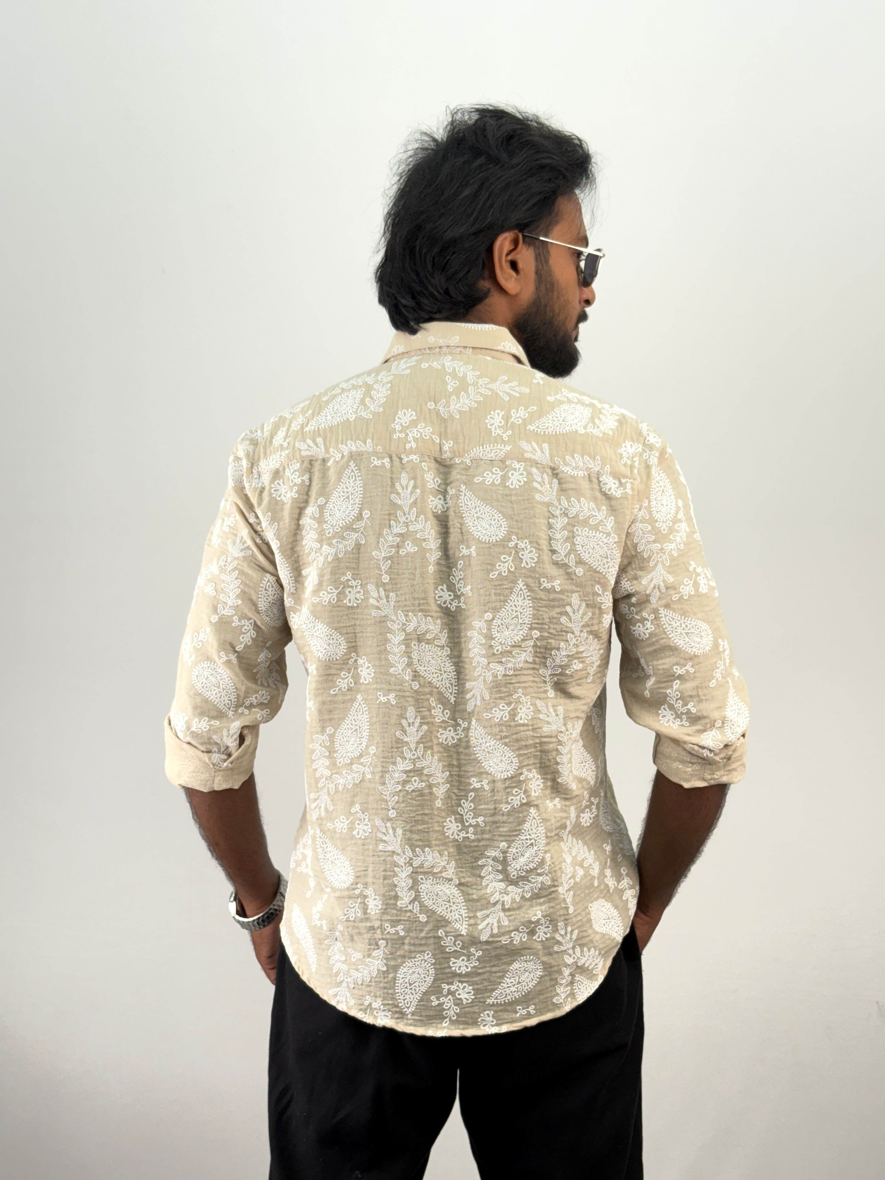Beige Floral Printed Shirt