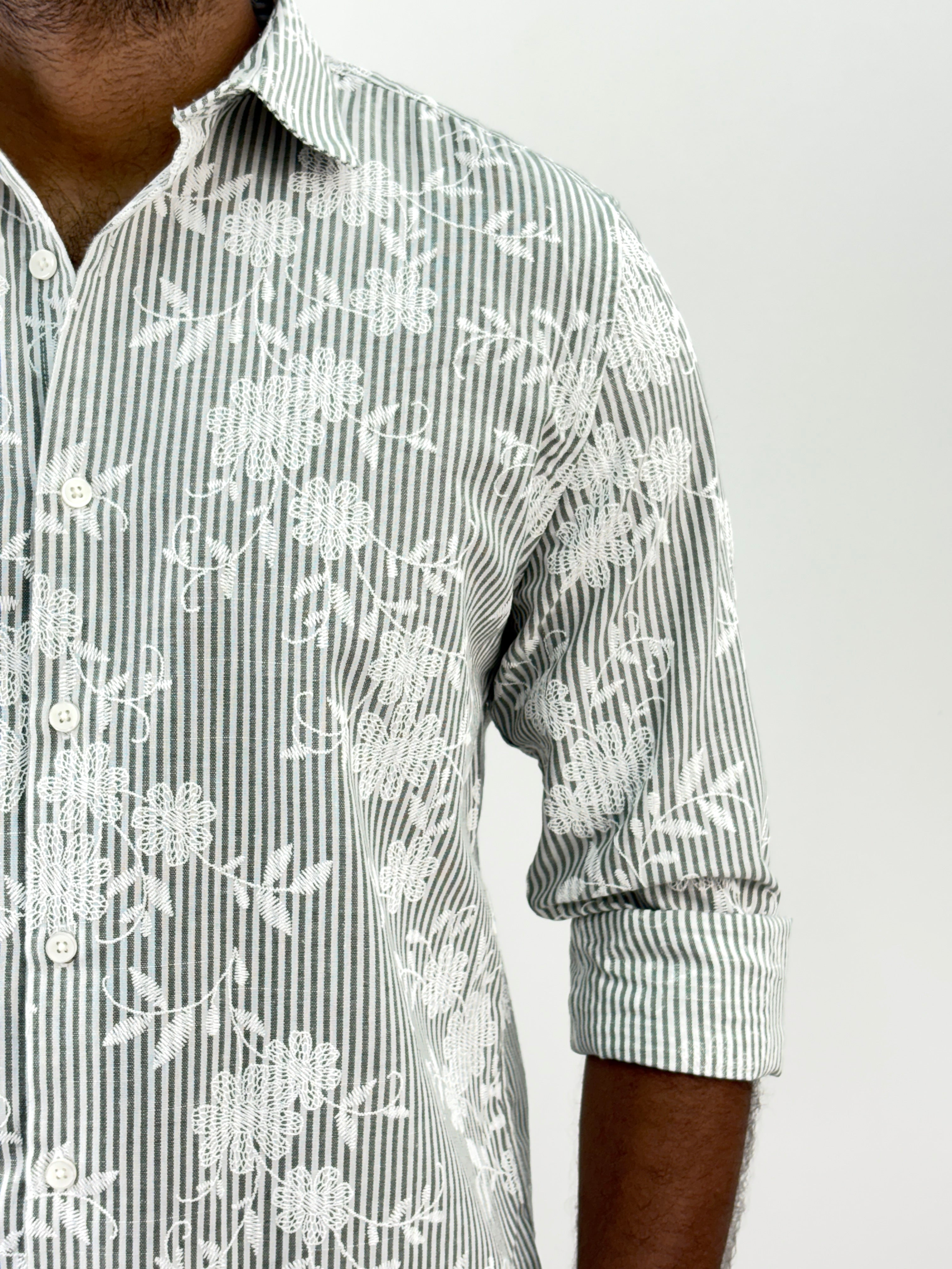 Green Stripe Printed Shirt