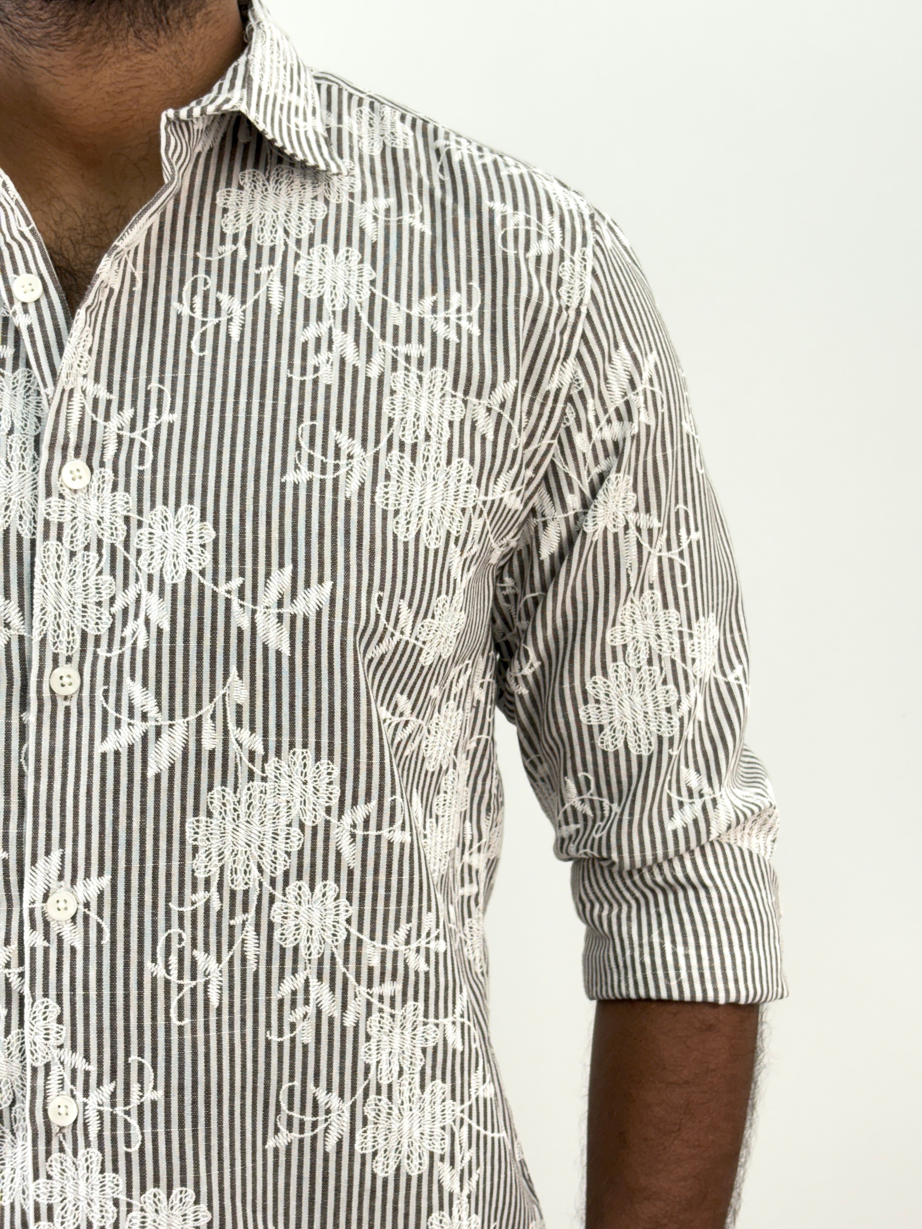 Brown Stripe Printed Shirt