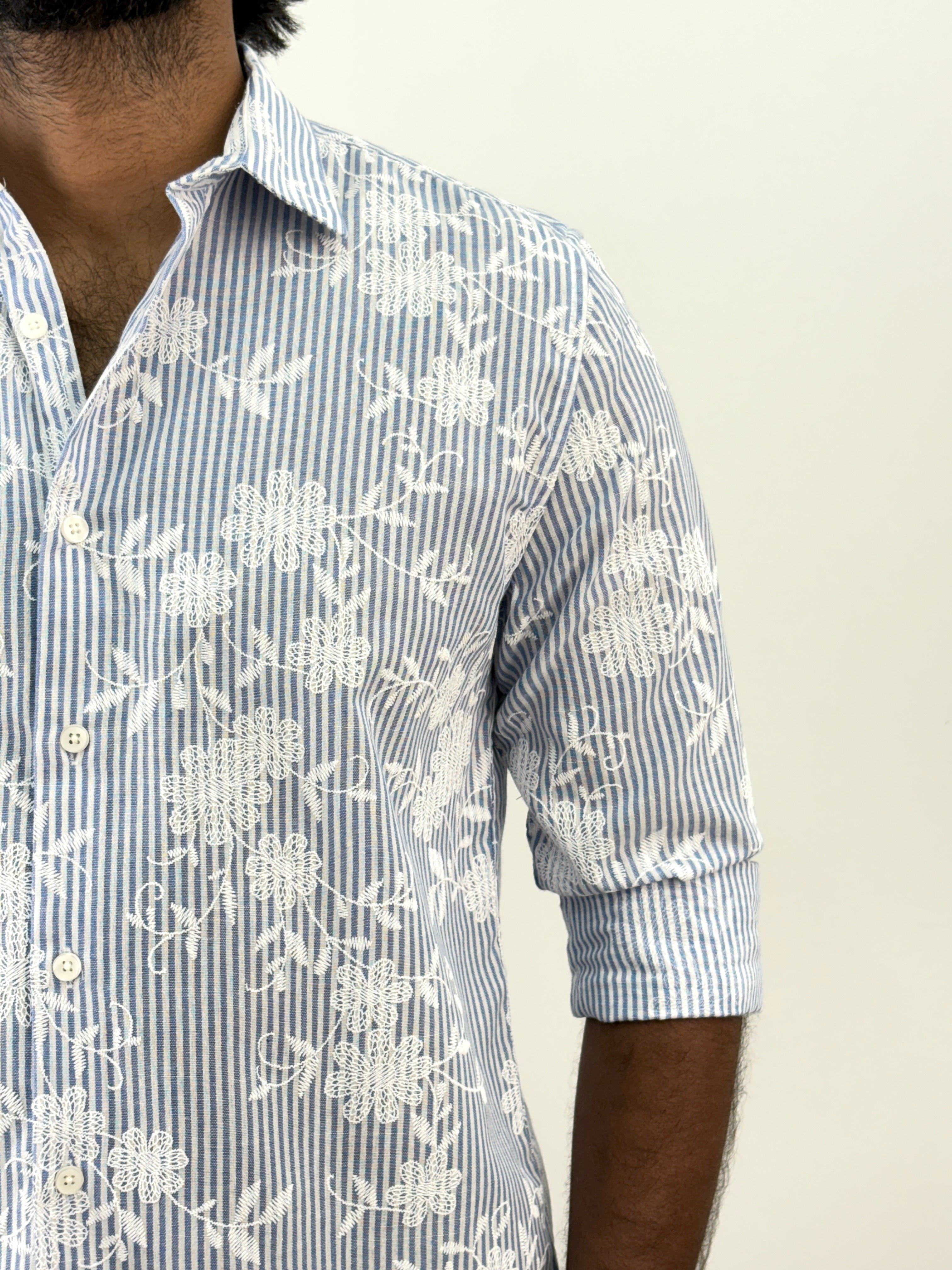 Blue Stripe Printed Shirt