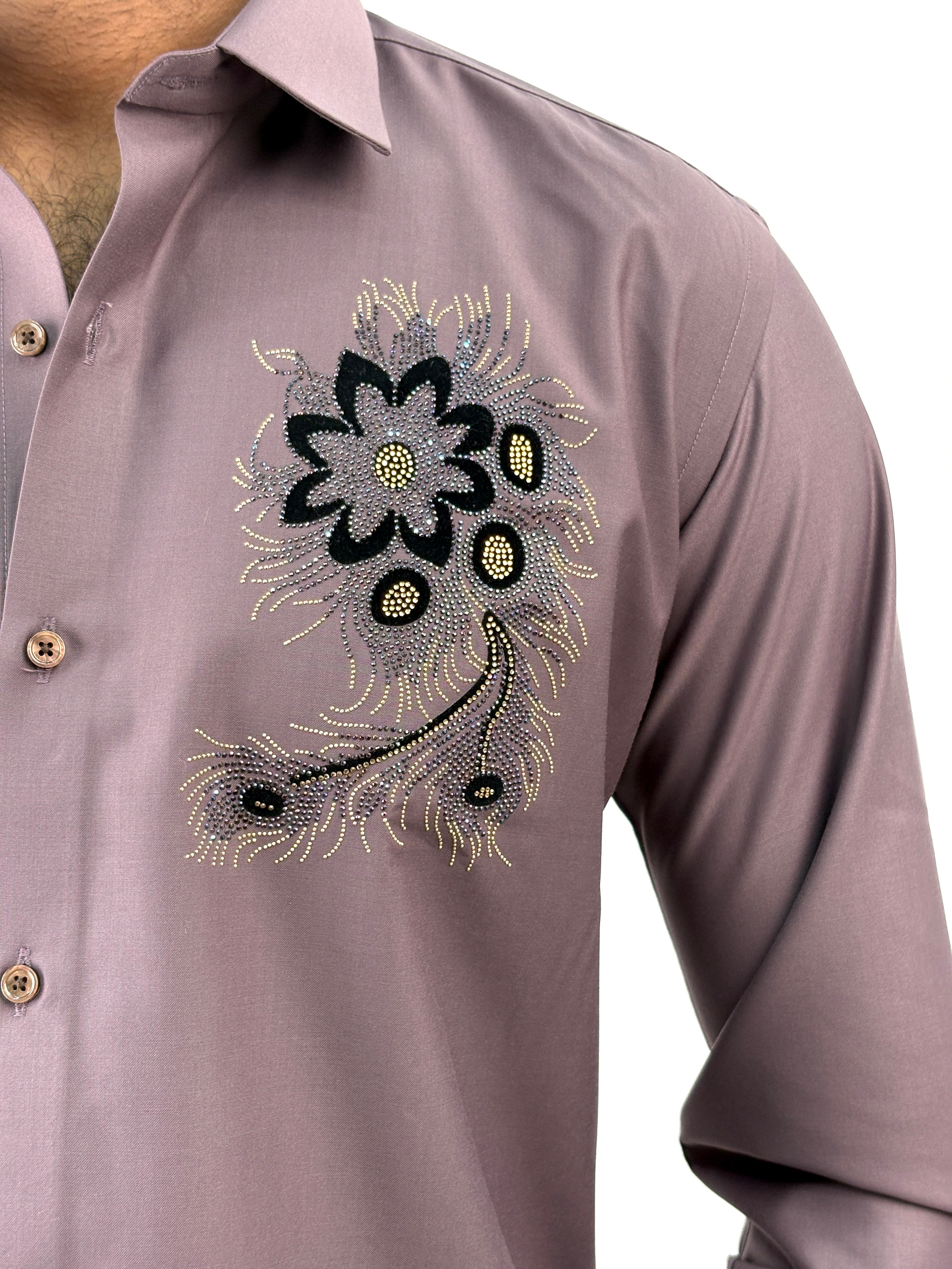 Mauv Luxury Designer Stone Work Shirt 17