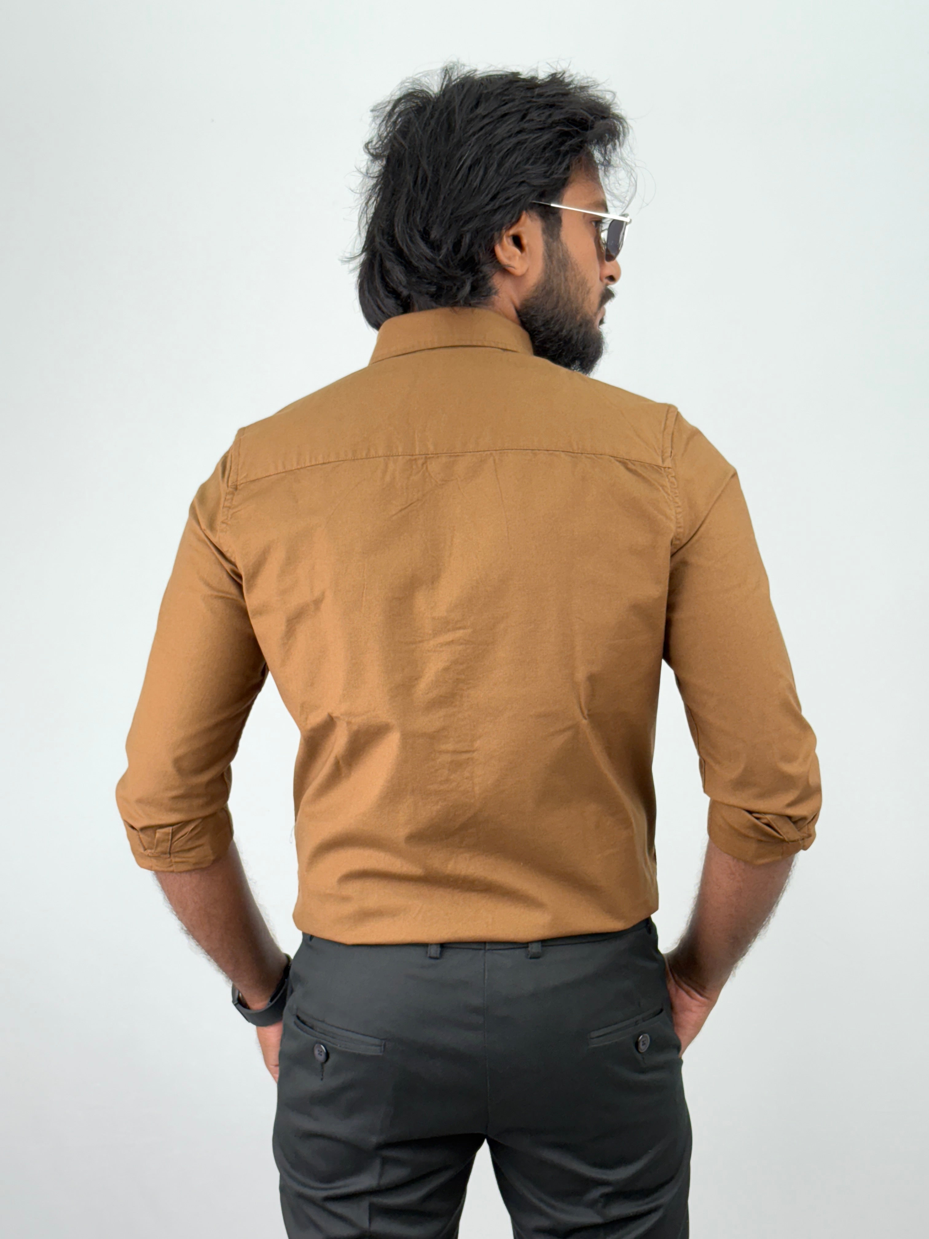 Brown Plain Oxford Shirt