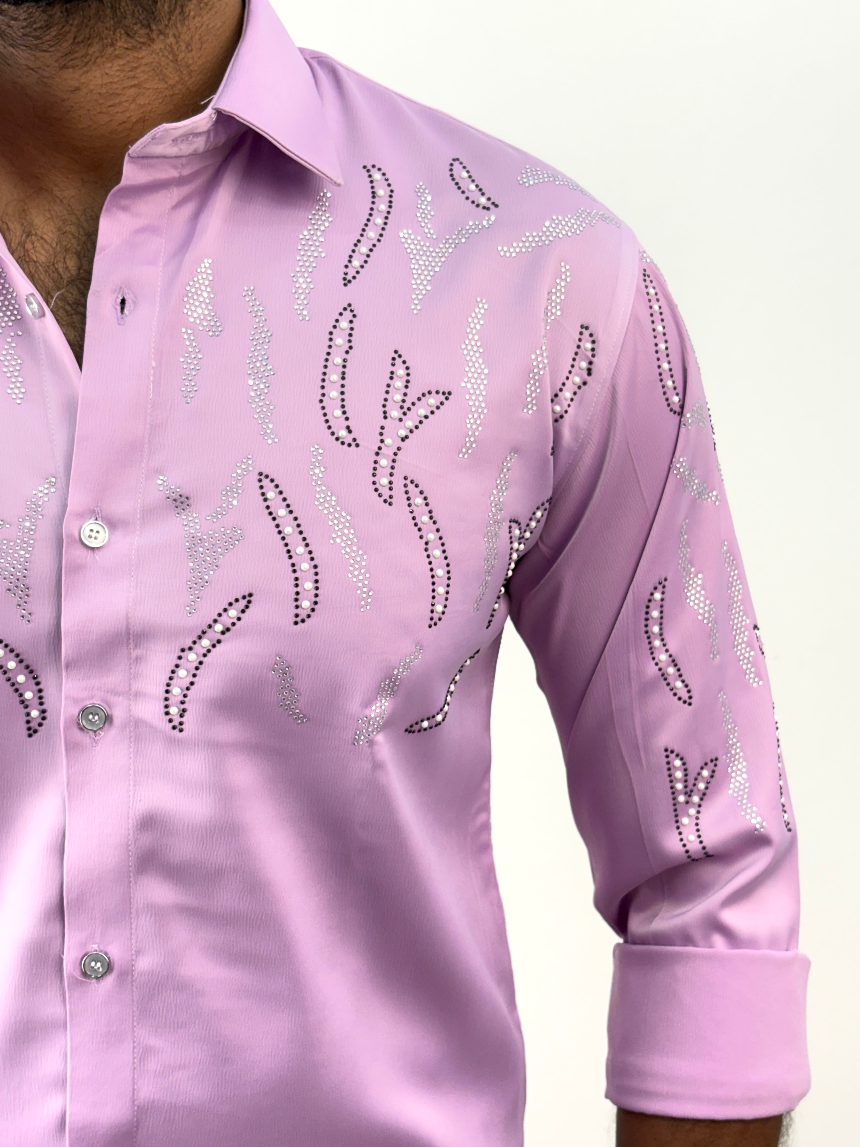 Pink Designer Stone Work Shirt 18
