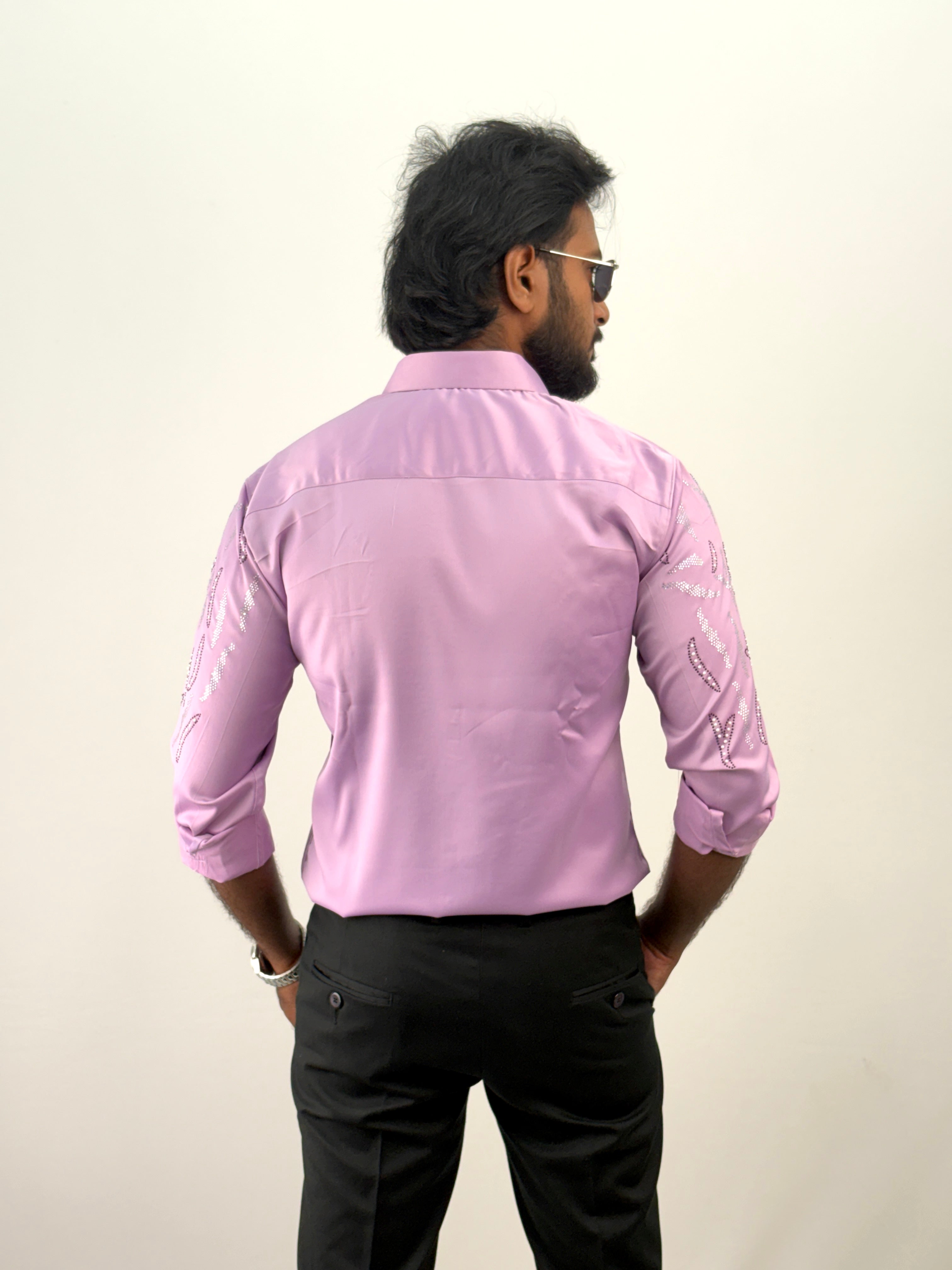 Pink Designer Stone Work Shirt 18